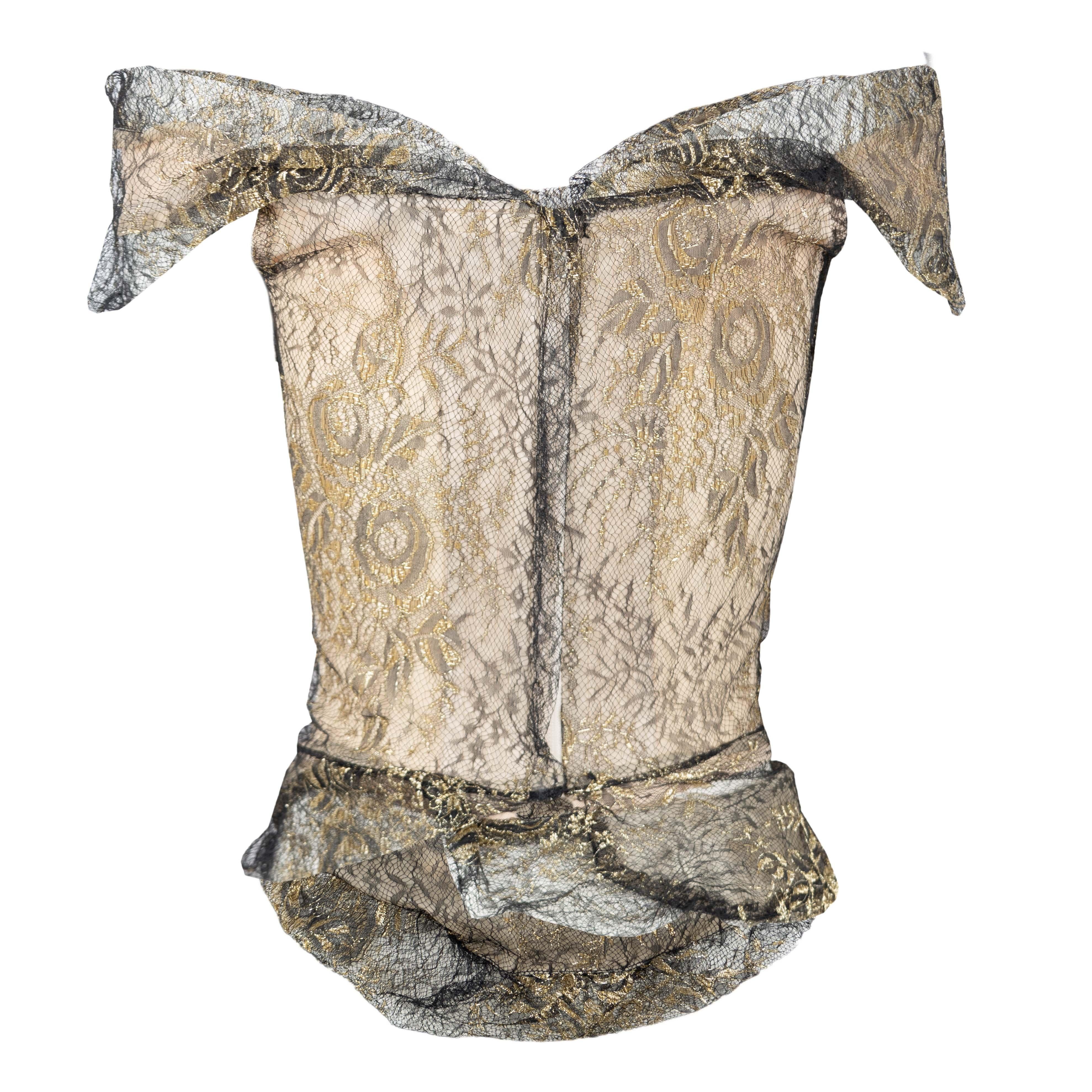 Vivienne Westwood Black and Golden Lace Corset - '00s In Excellent Condition For Sale In Milano, IT