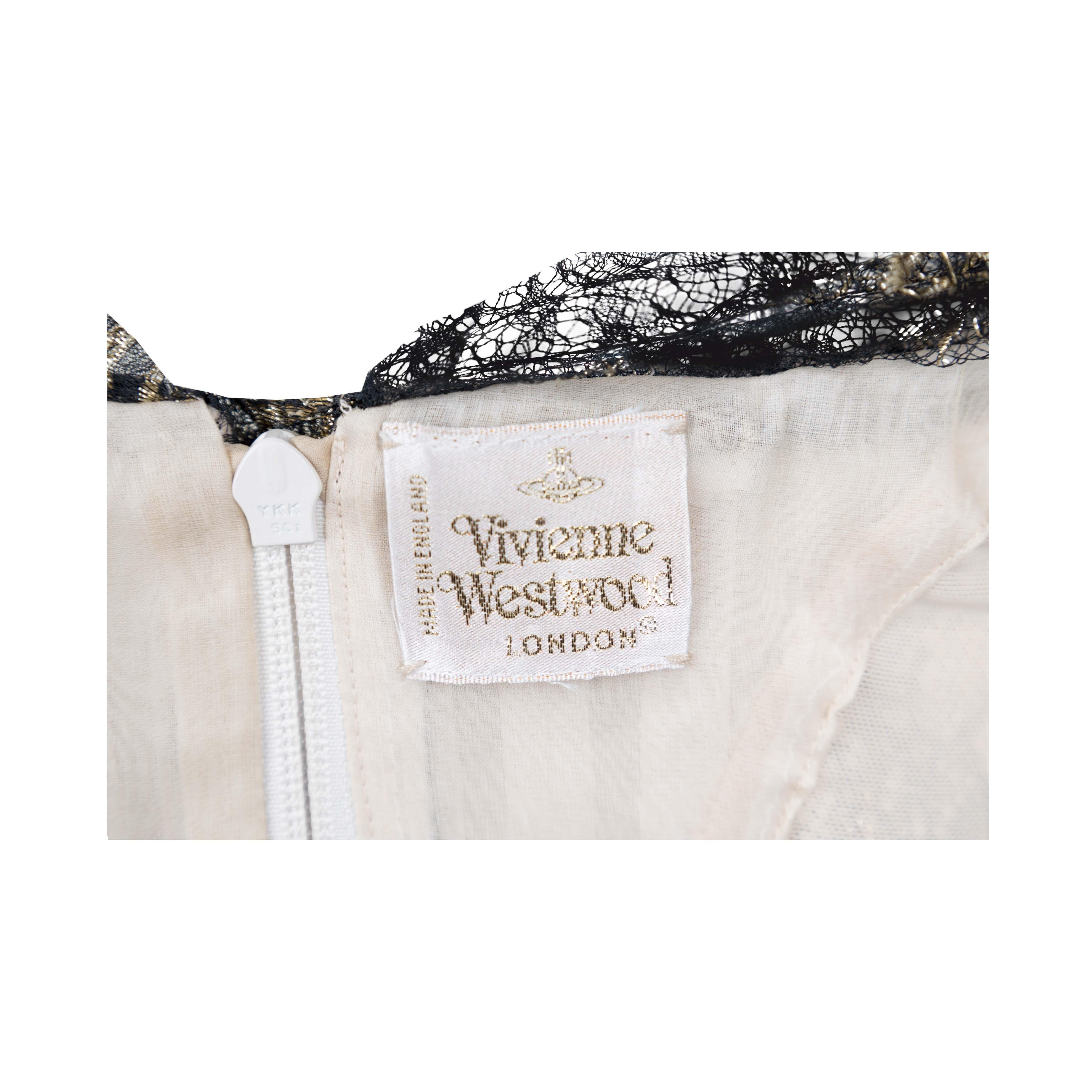 Vivienne Westwood Black and Golden Lace Corset - '00s For Sale 2