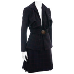 Retro Vivienne Westwood black and red checked wool skirt suit, fw 1995