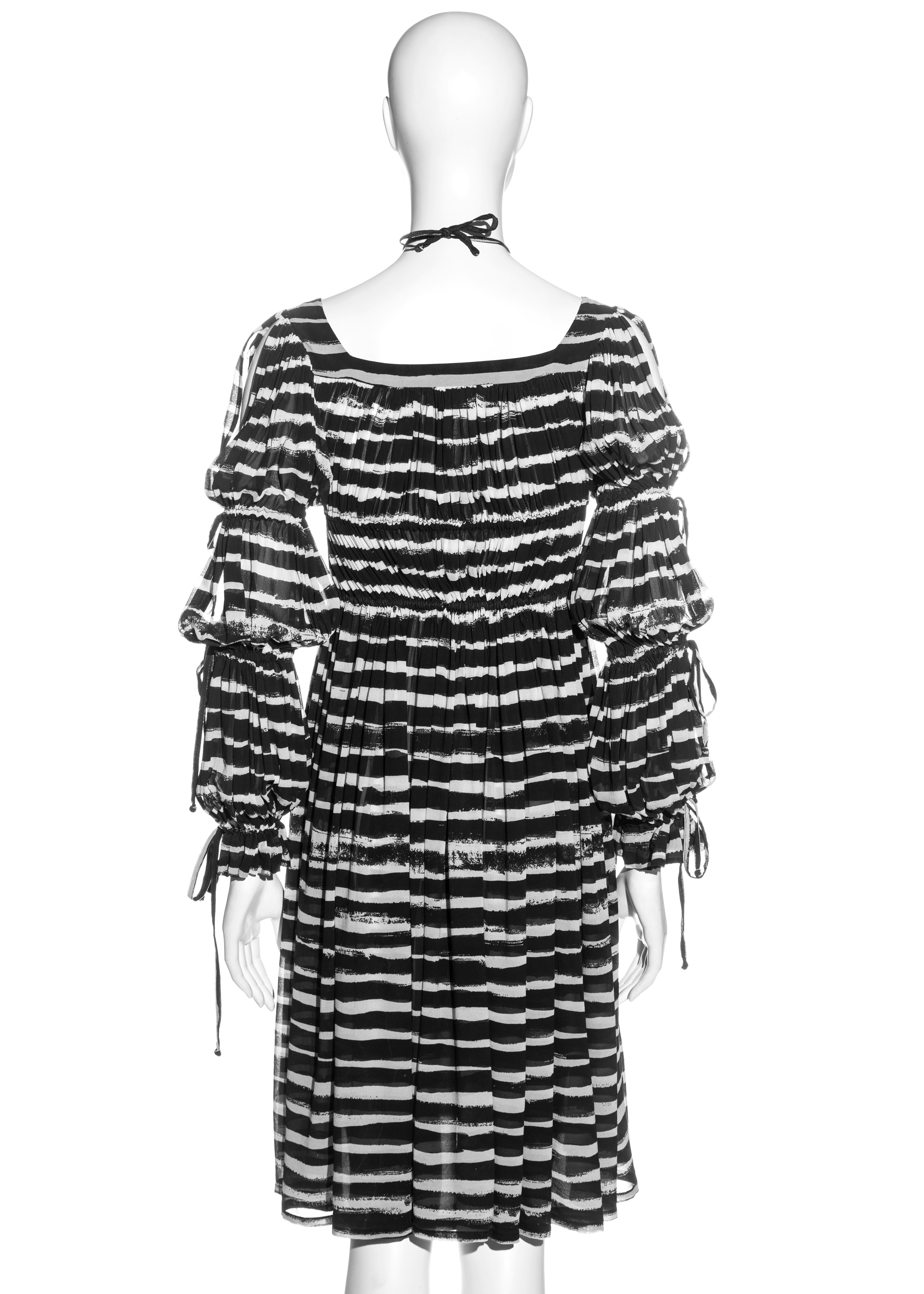 Vivienne Westwood black and white striped cotton gathered dress, ss 1996 For Sale 1