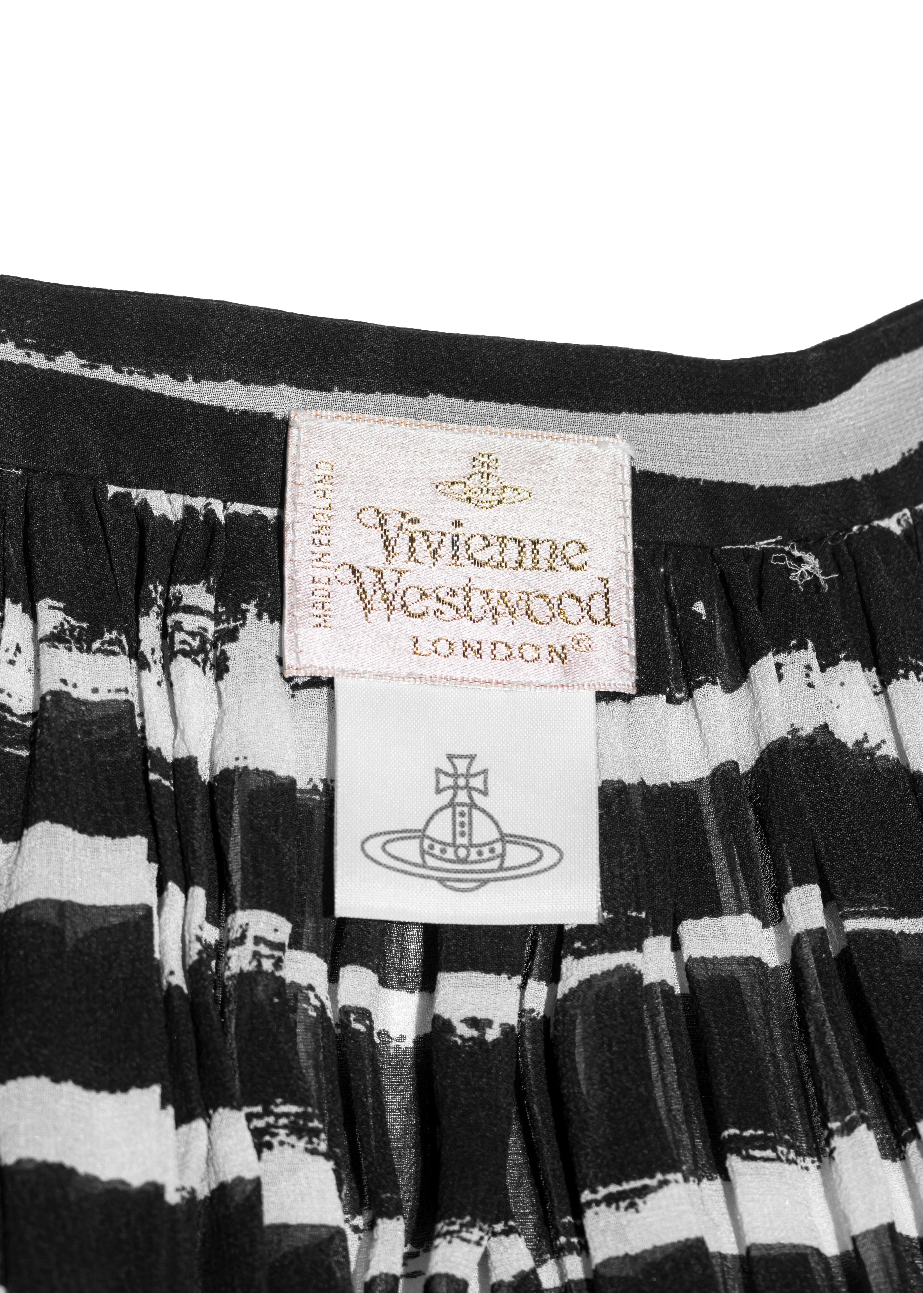 Vivienne Westwood black and white striped cotton gathered dress, ss 1996 For Sale 2