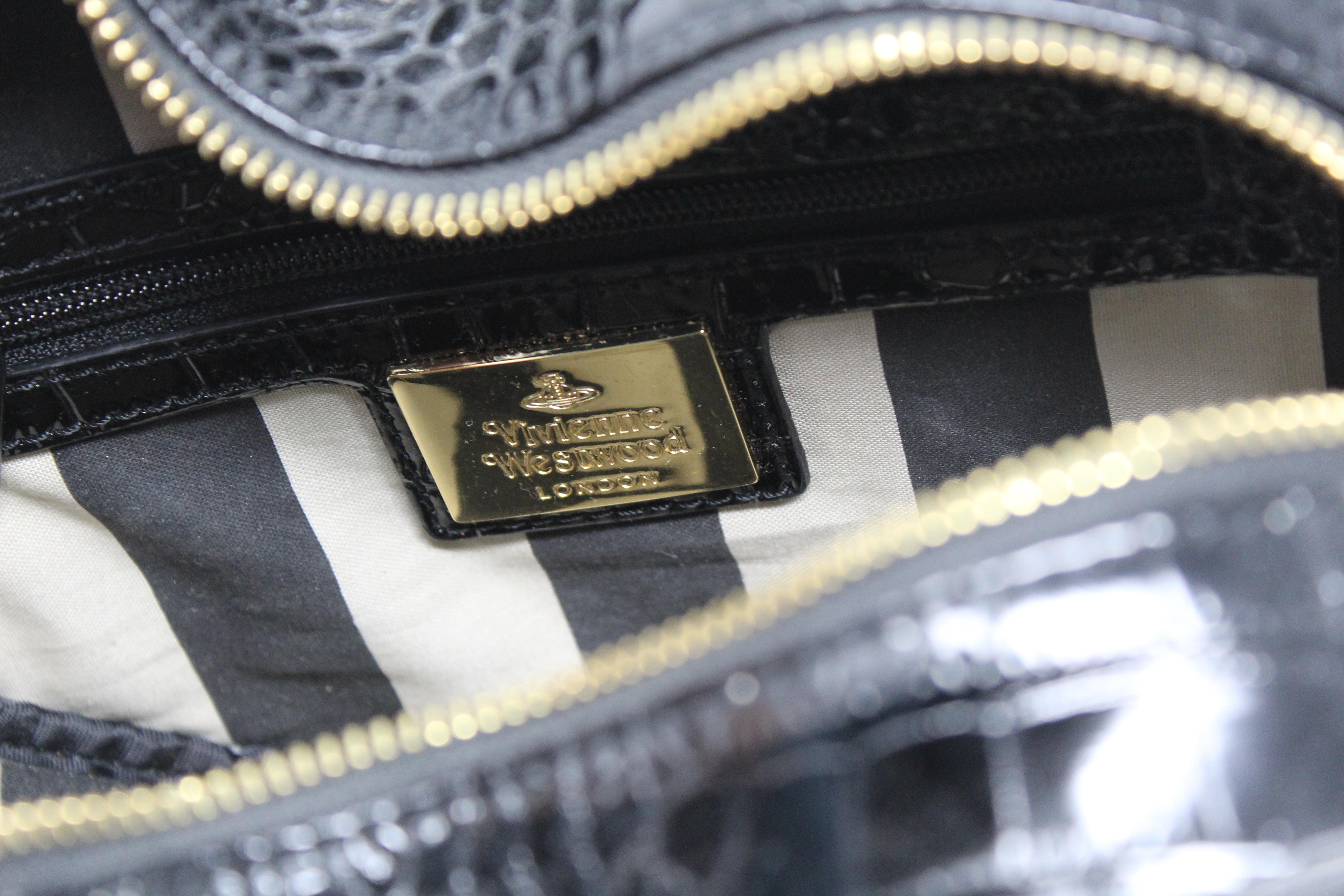 Vivienne Westwood Black Chancery Bag with Strap, 2012 In Excellent Condition For Sale In Los Angeles, CA