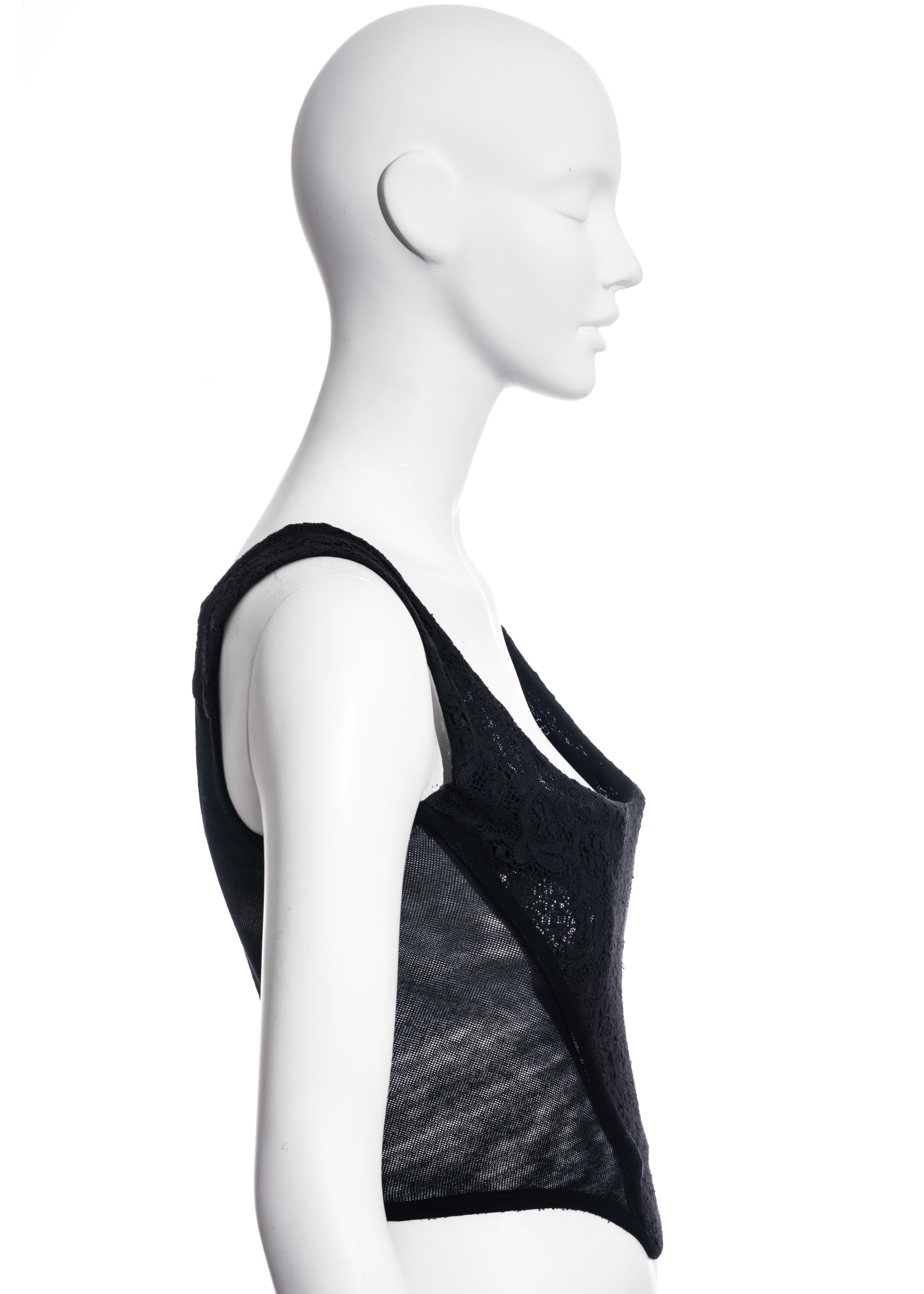 Women's Vivienne Westwood black cotton lace and mesh corset, fw 1994 For Sale
