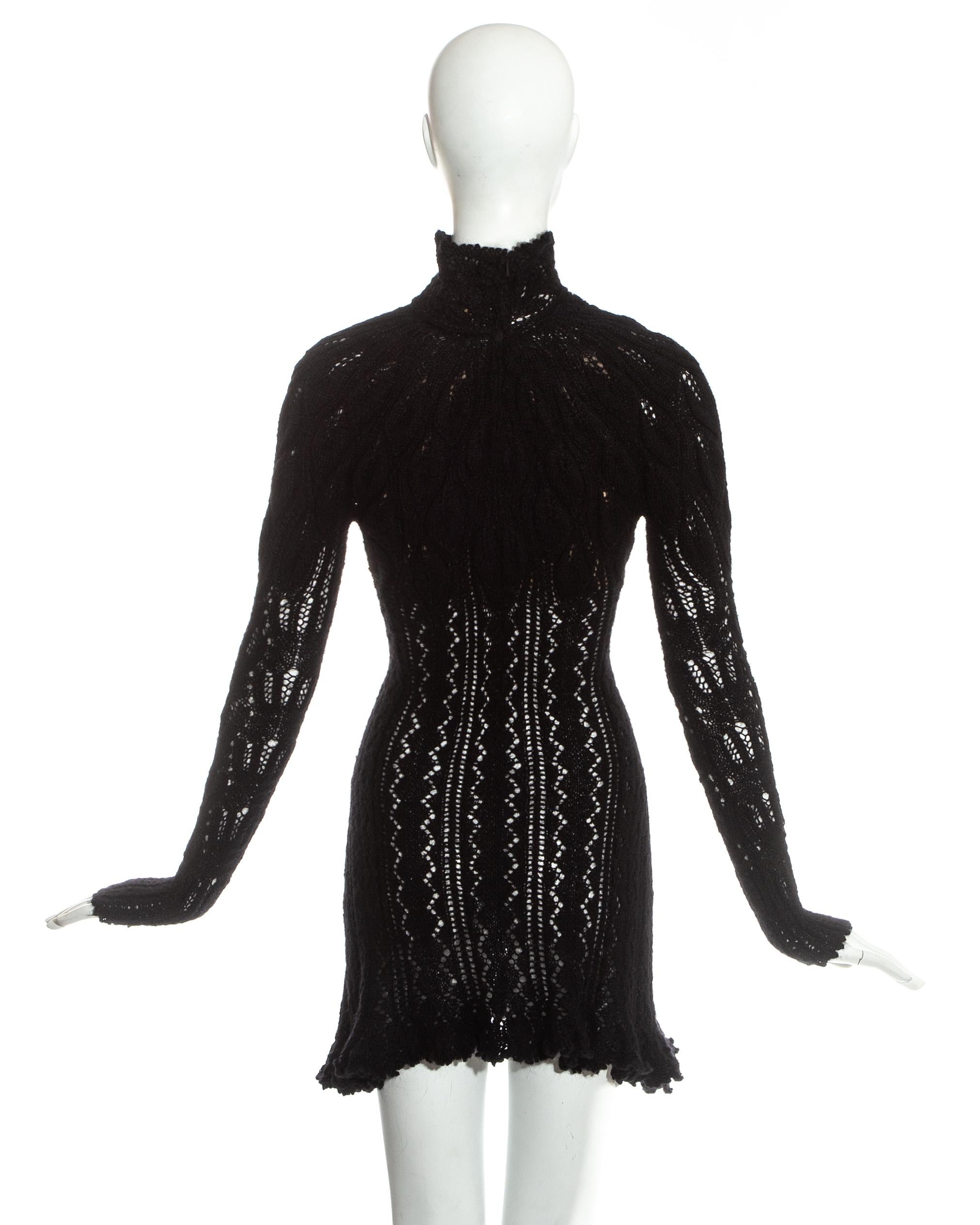 Vivienne Westwood black crochet knit corseted mini dress with cut out, fw 1993 In Good Condition In London, GB