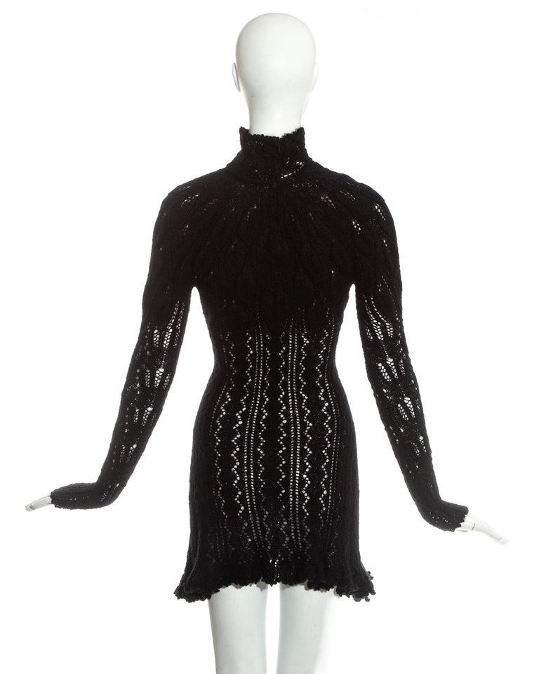 Vivienne Westwood black crochet knit corseted mini dress with cut out