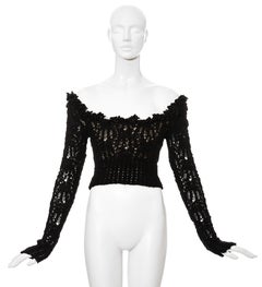 Vivienne Westwood black crochet wool off-shoulder corset, fw 1993