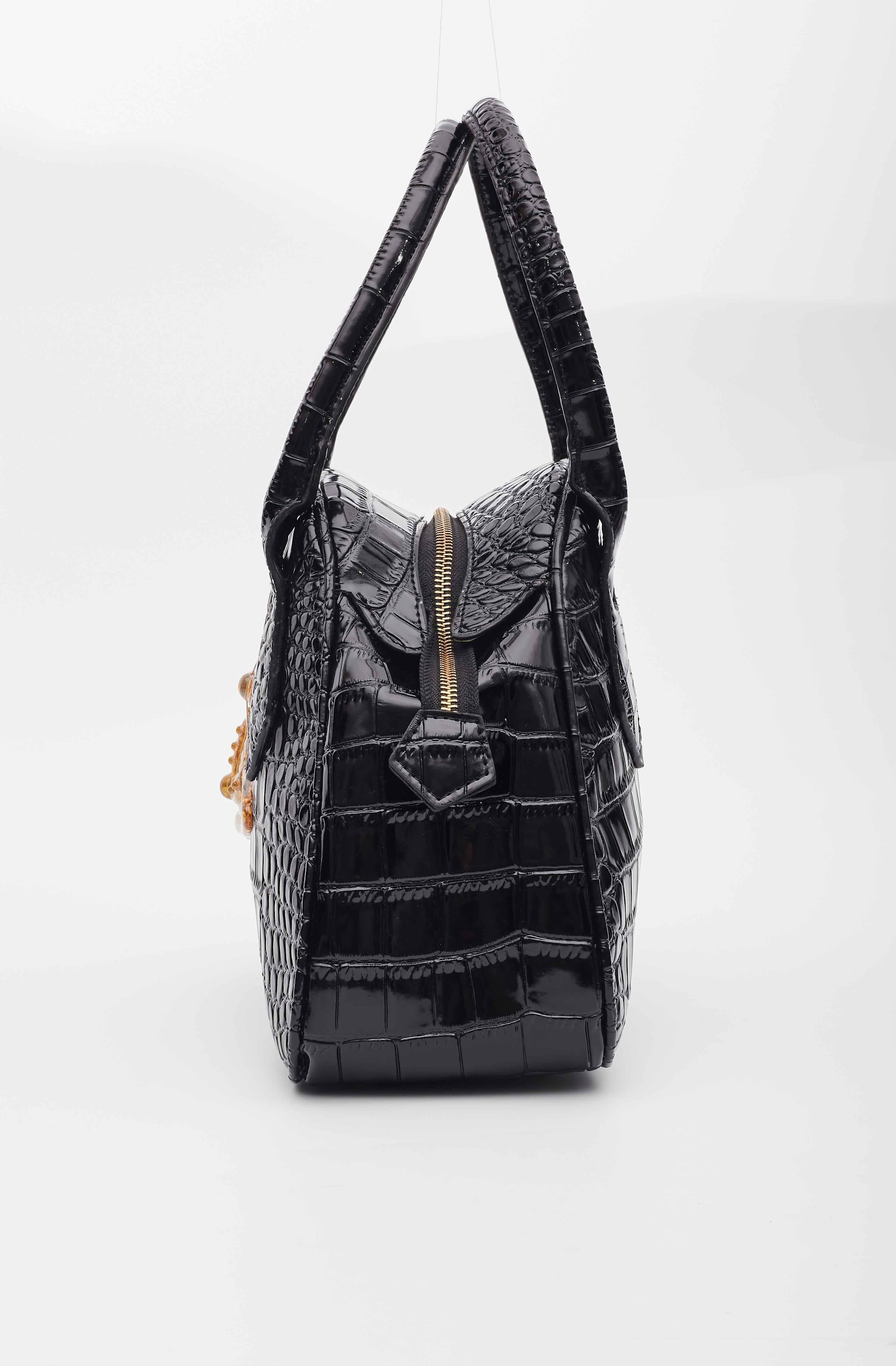 Women's Vivienne Westwood Black Crocodile Chancery Handbag For Sale
