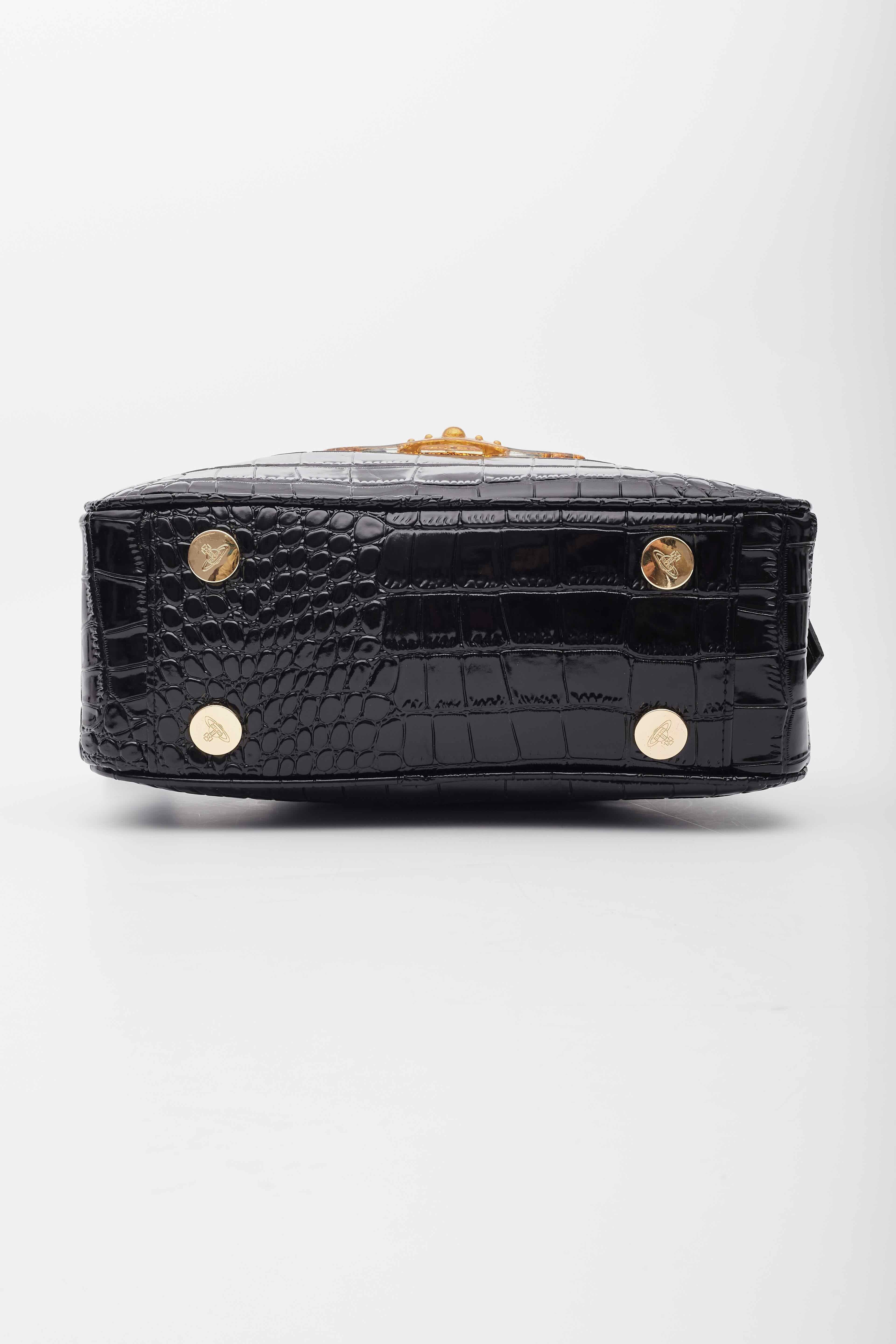 Vivienne Westwood Black Crocodile Chancery Handbag For Sale 1
