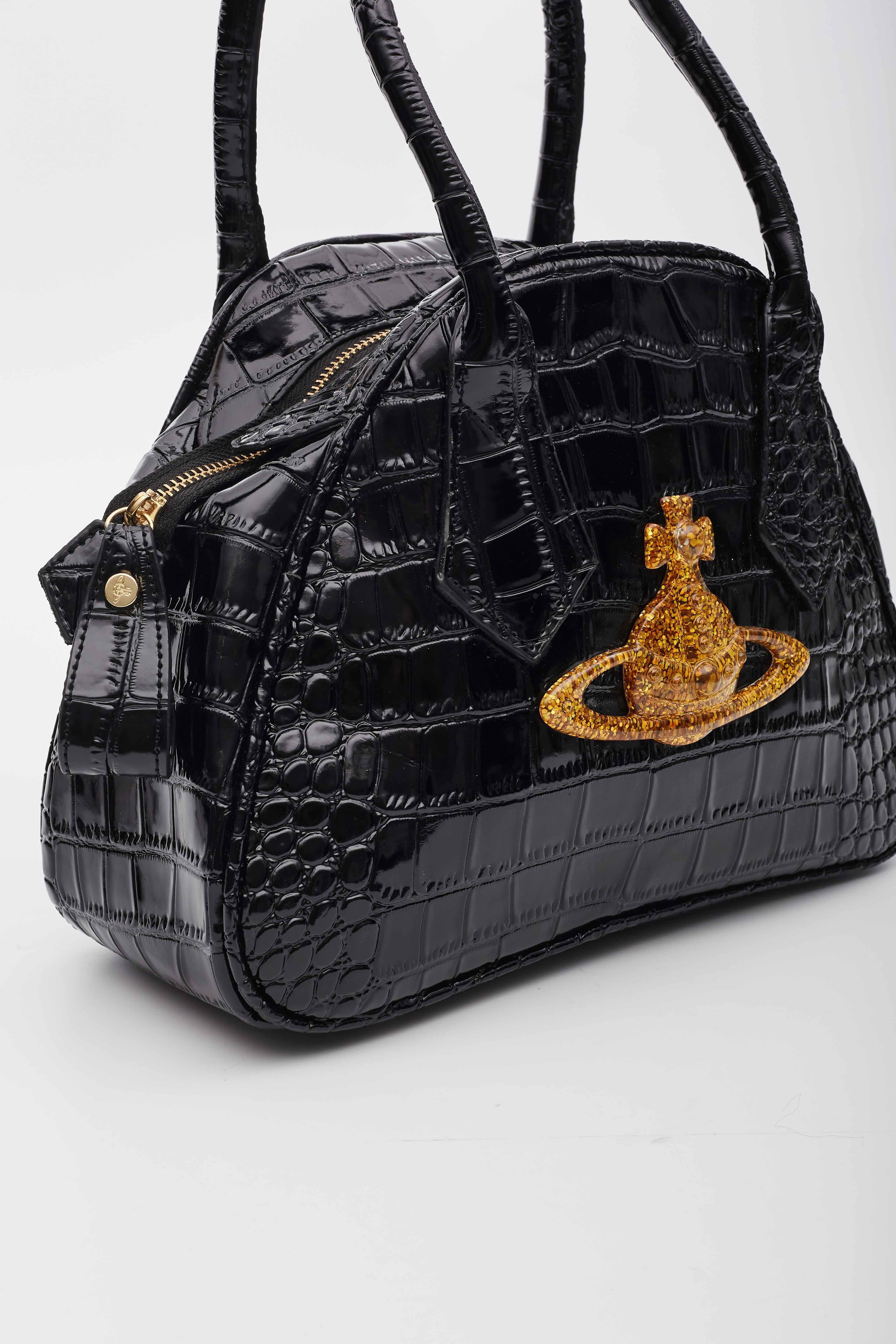Vivienne Westwood Black Crocodile Chancery Handbag For Sale 2