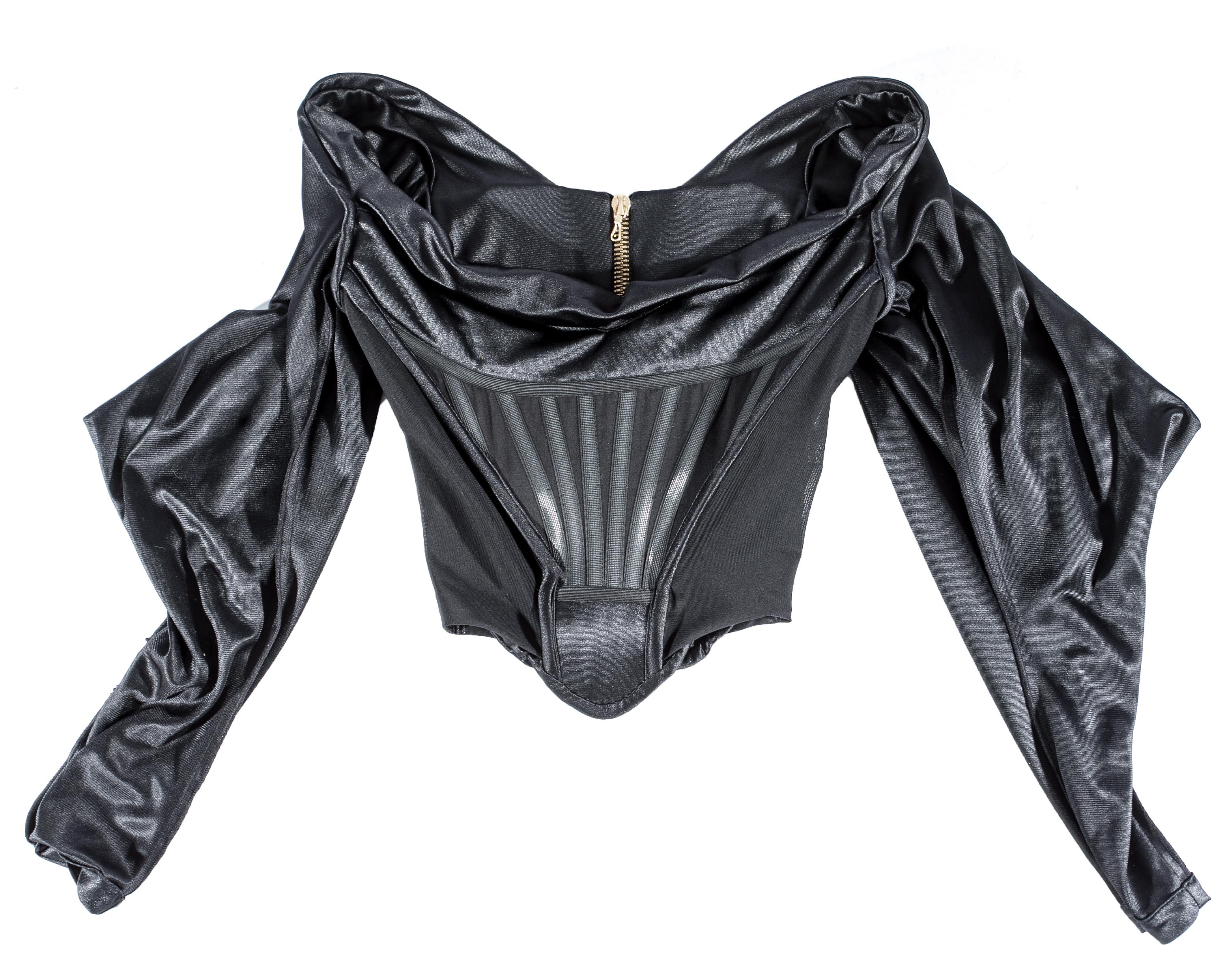 Vivienne Westwood black draped off the shoulder evening corset, ca. 1997 2