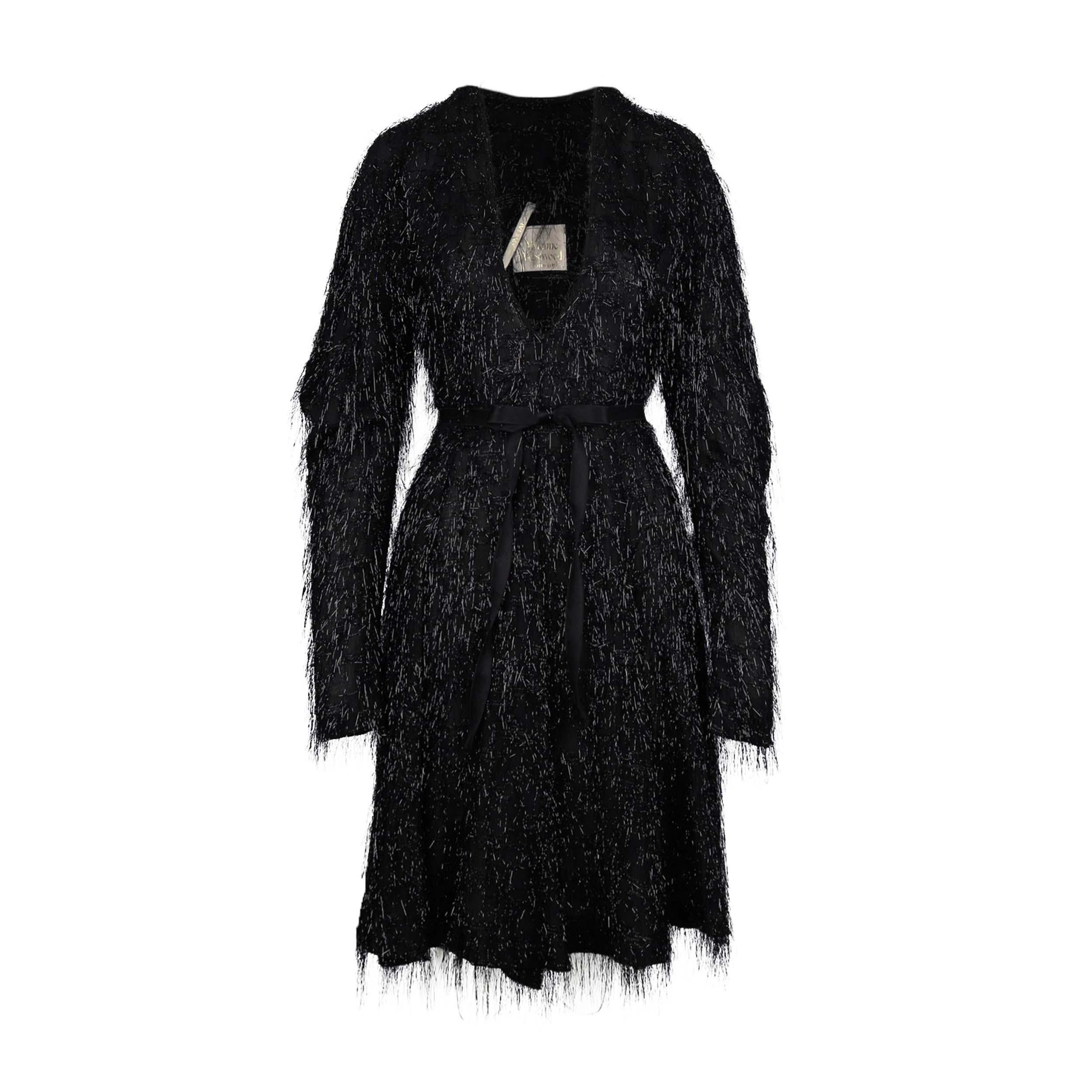 Vivienne Westwood Schwarzes Kleid mit glitzernden Fransen- '10er Jahre im Zustand „Hervorragend“ im Angebot in Milano, IT