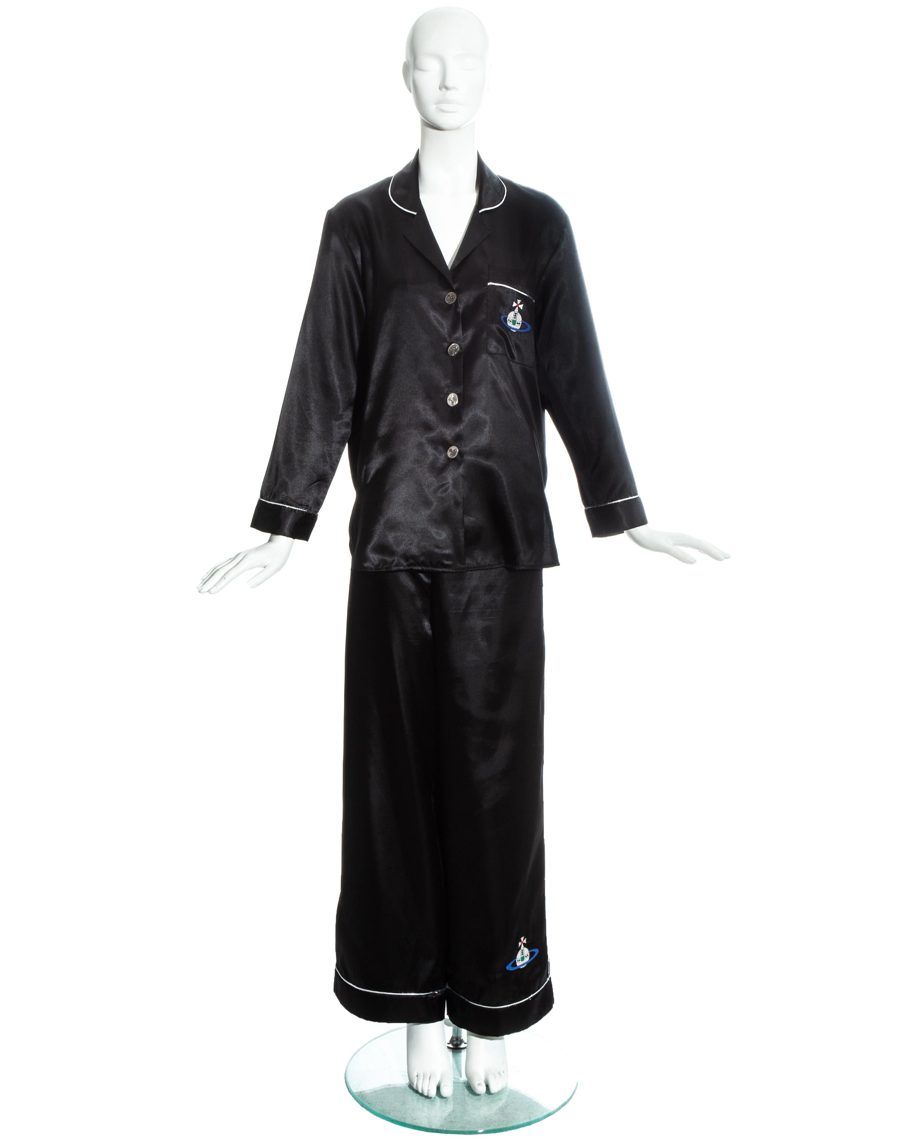 Vivienne Westwood black embroidered 3 piece pyjama suit, ss 1993 For Sale 1