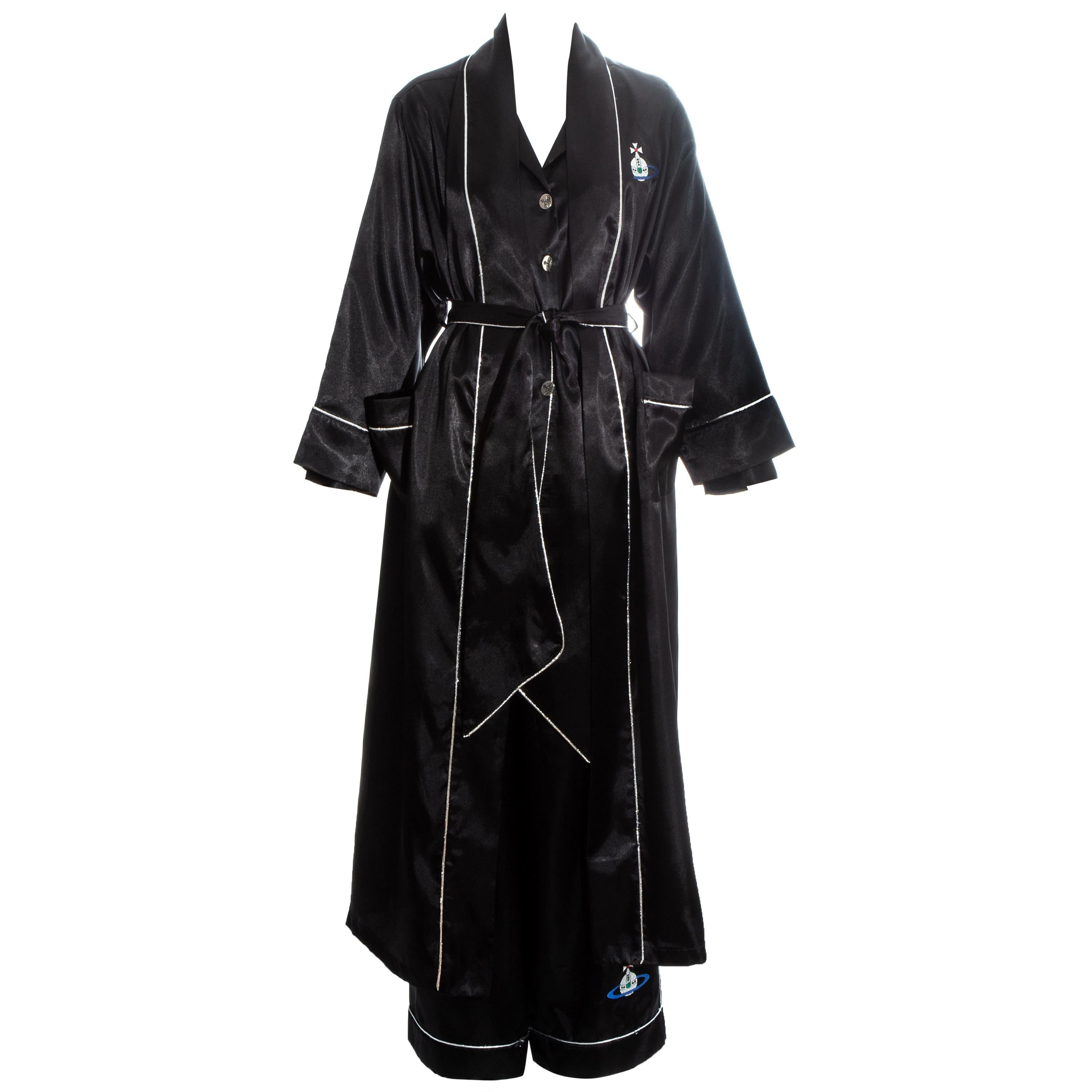 Vivienne Westwood black embroidered 3 piece pyjama suit, ss 1993 For Sale