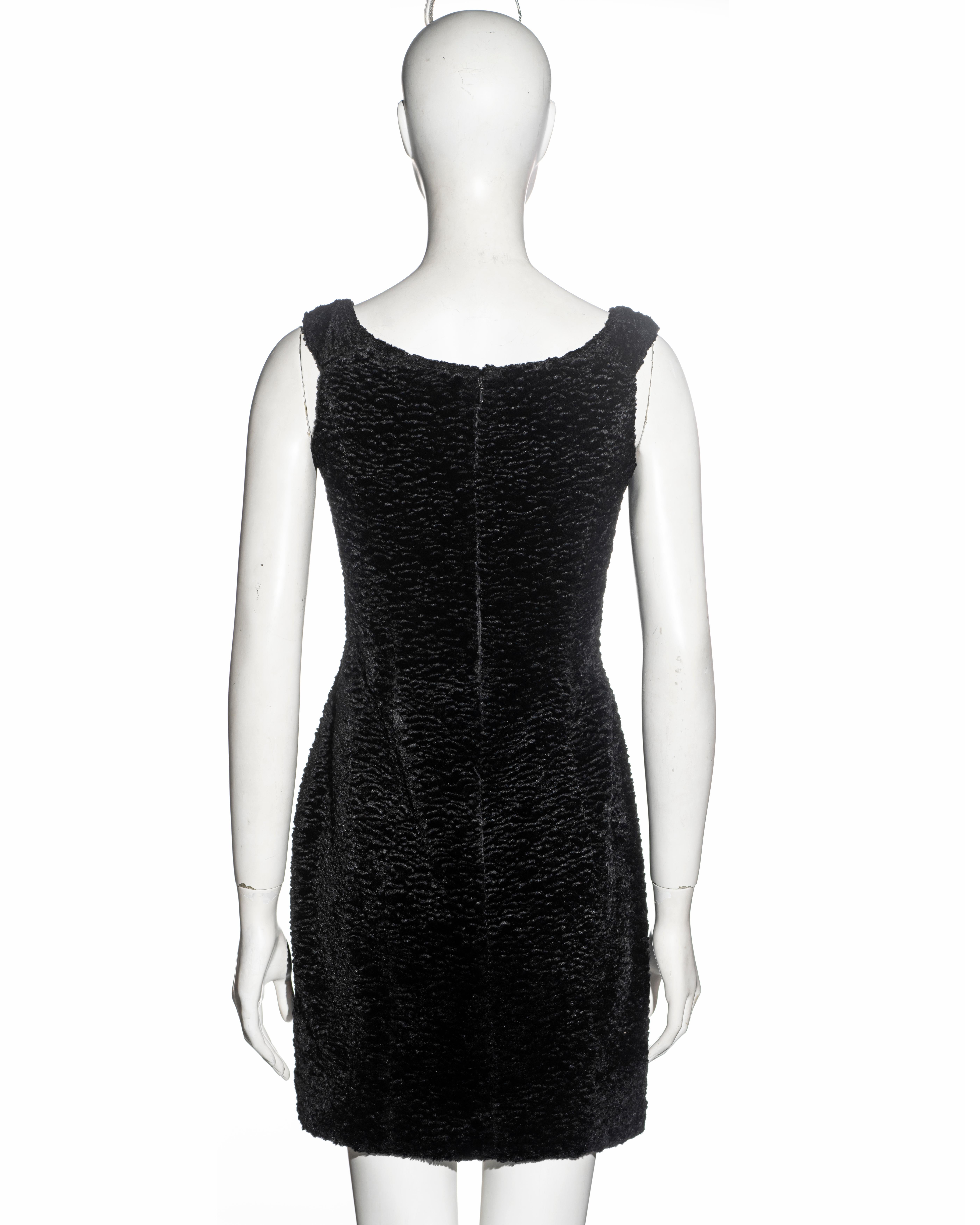 Vivienne Westwood black faux fur mini dress with built in corset, fw 1994 For Sale 4