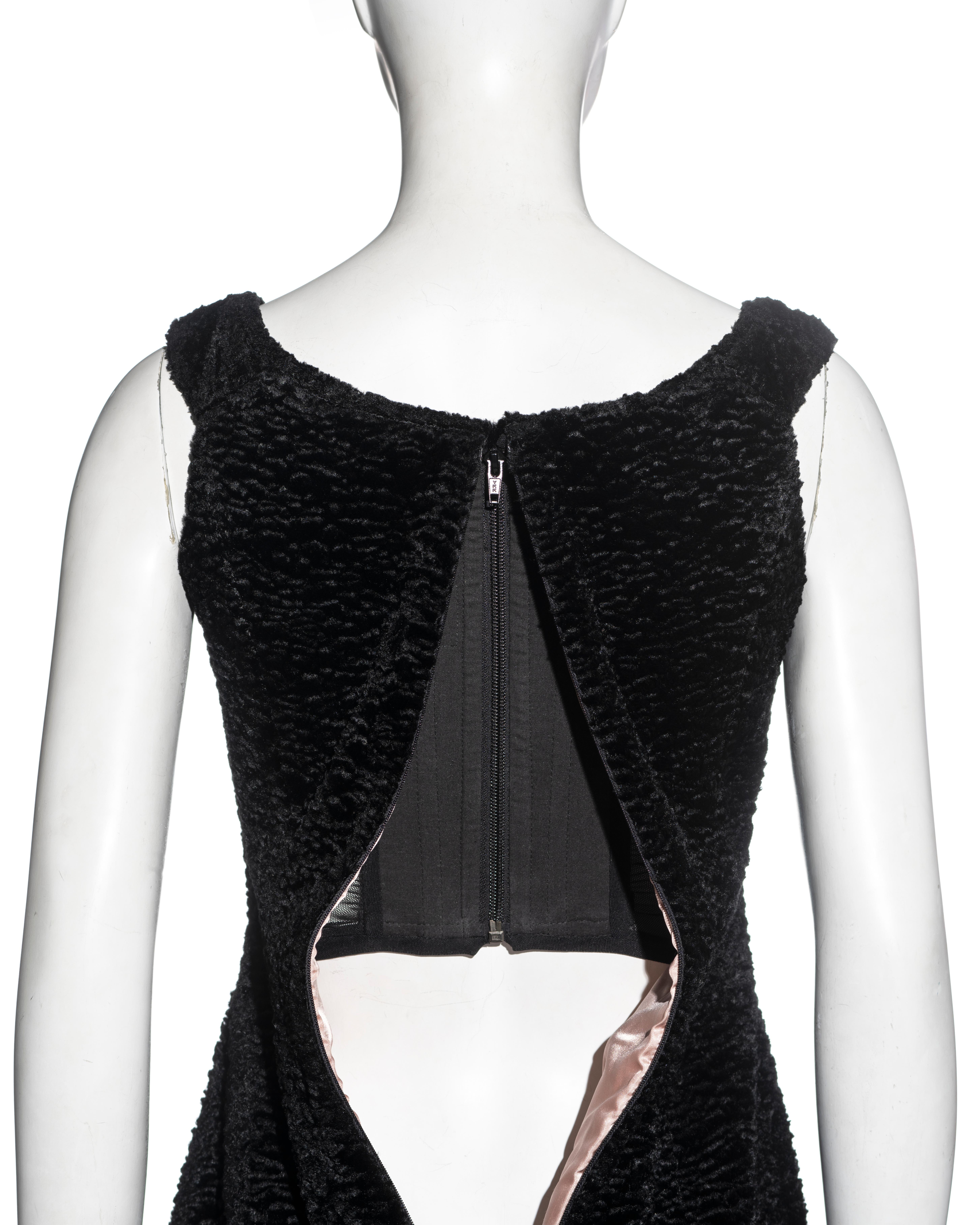 Vivienne Westwood black faux fur mini dress with built in corset, fw 1994 For Sale 5