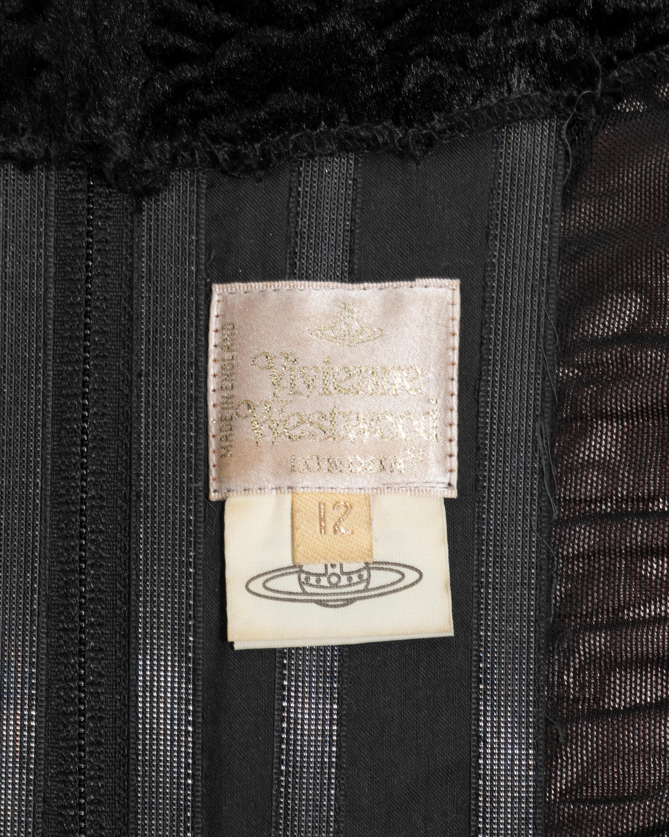 Vivienne Westwood black faux fur mini dress with built in corset, fw 1994 For Sale 7