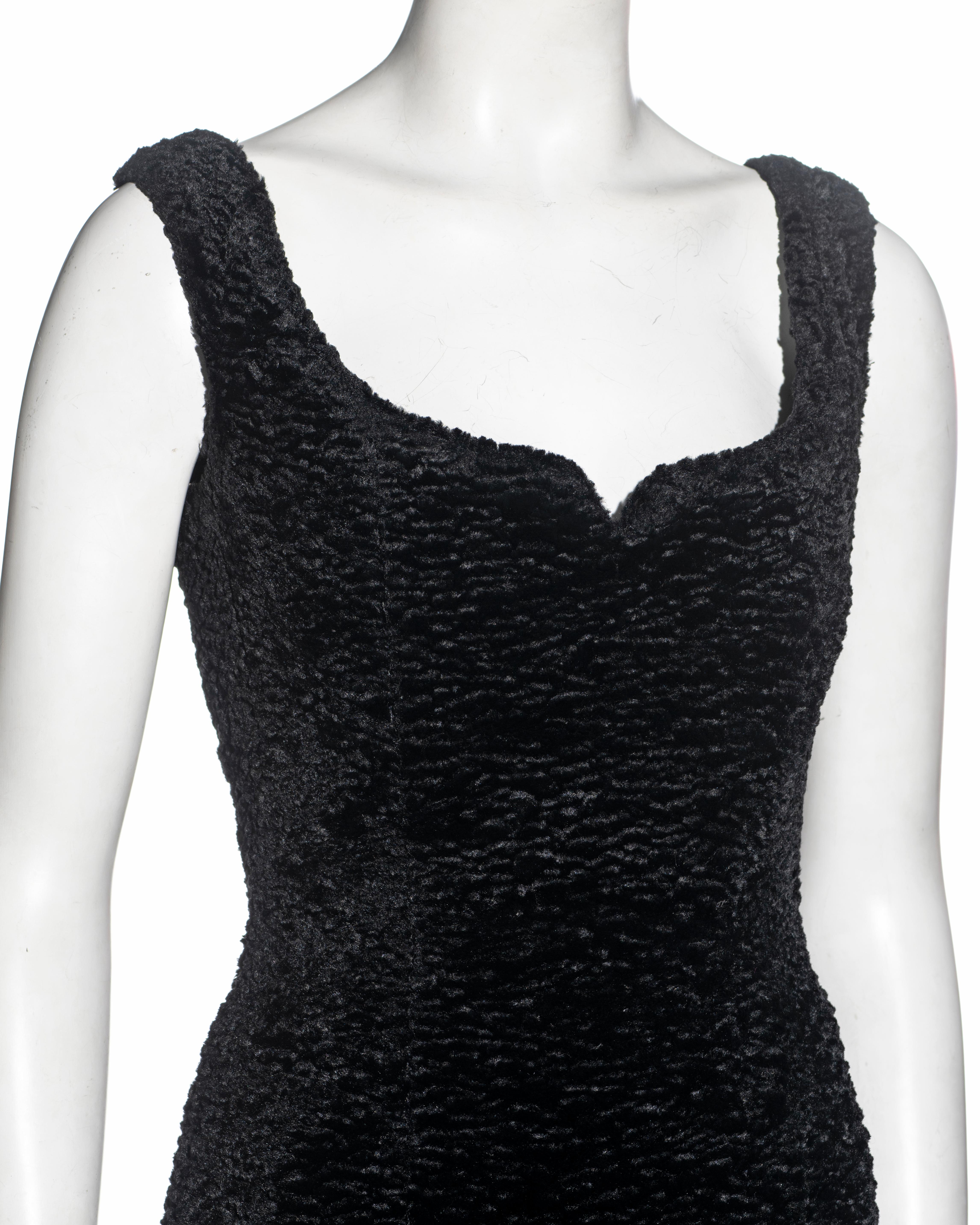 Vivienne Westwood black faux fur mini dress with built in corset, fw 1994 For Sale 2