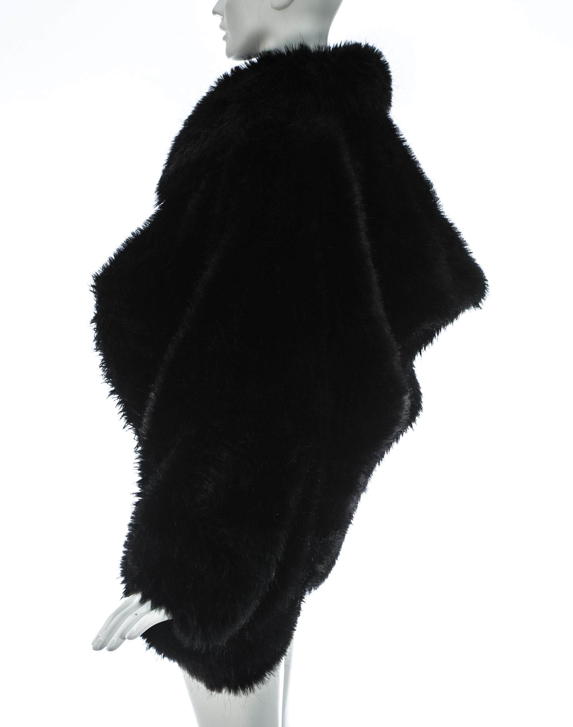 Black Vivienne Westwood black faux fur oversized cropped jacket, A/W 1993