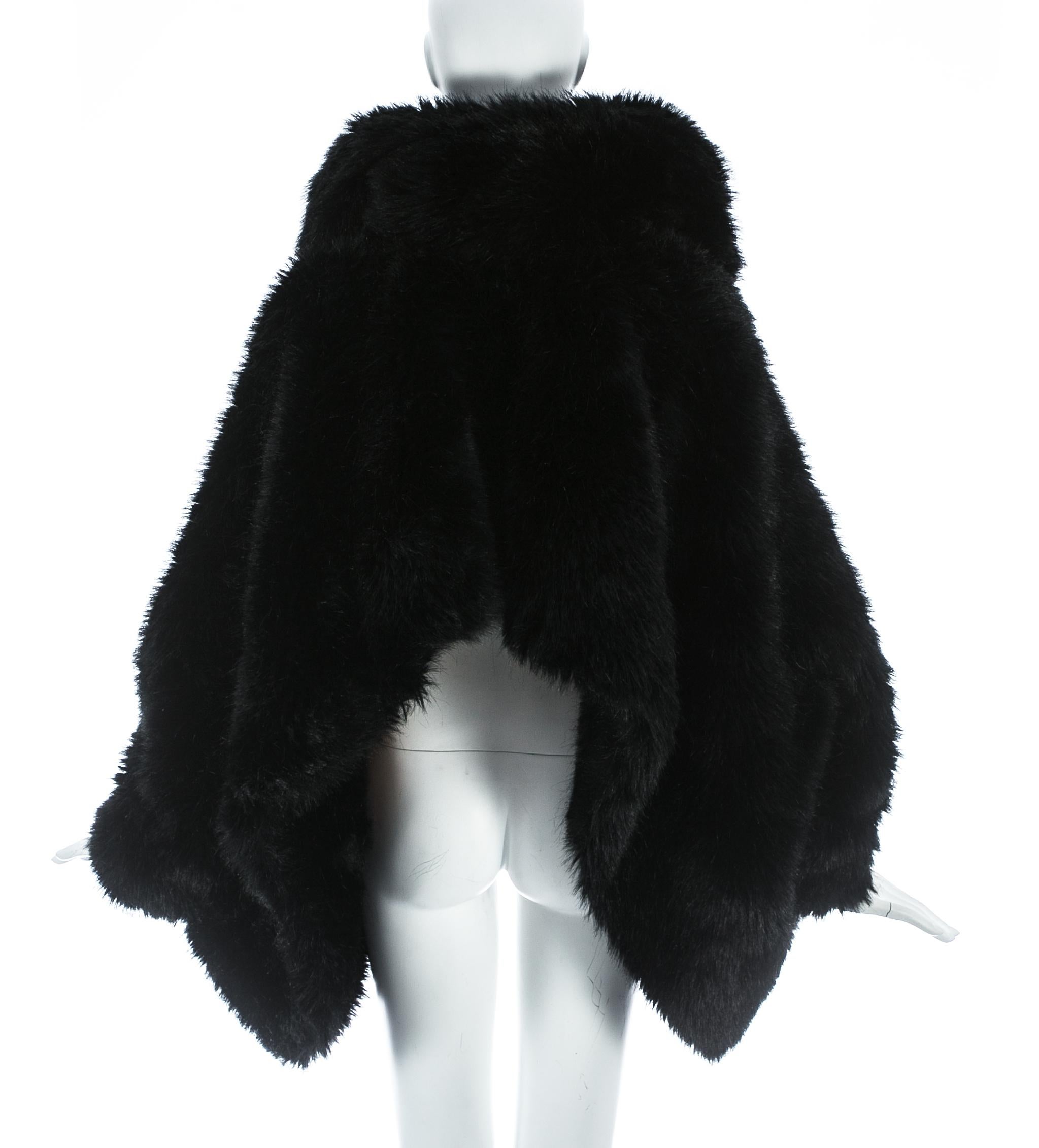Vivienne Westwood black faux fur oversized cropped jacket, A/W 1993 In Good Condition In London, GB