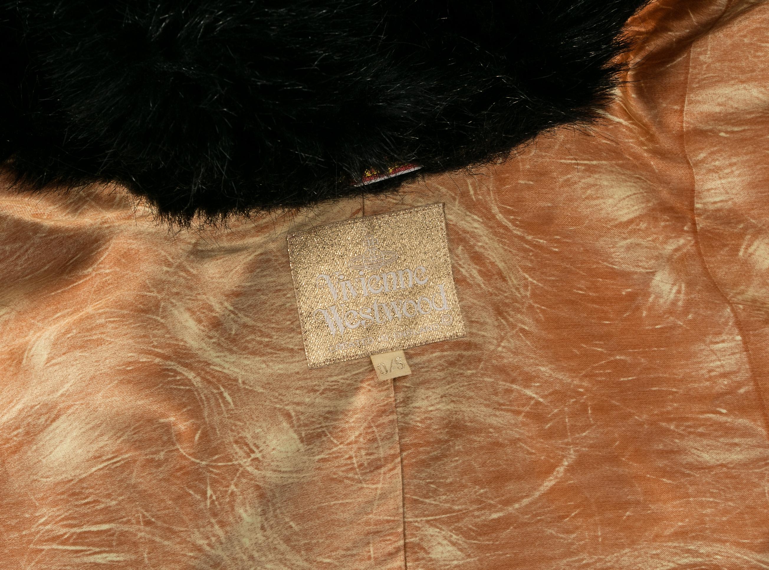 Women's Vivienne Westwood black faux fur oversized cropped jacket, A/W 1993