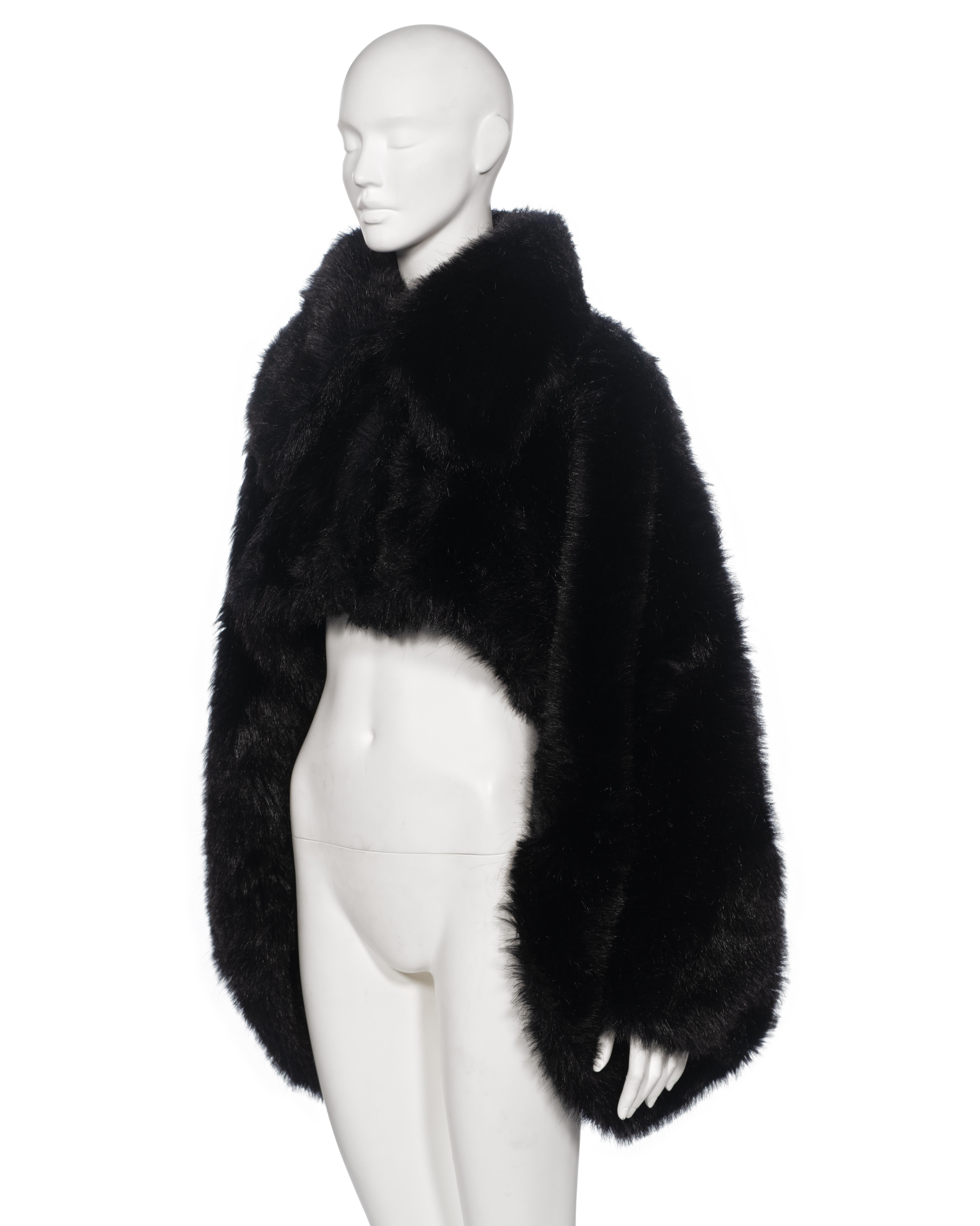 Vivienne Westwood Black Faux Fur Oversized Cropped Jacket, fw 1993 For Sale 7