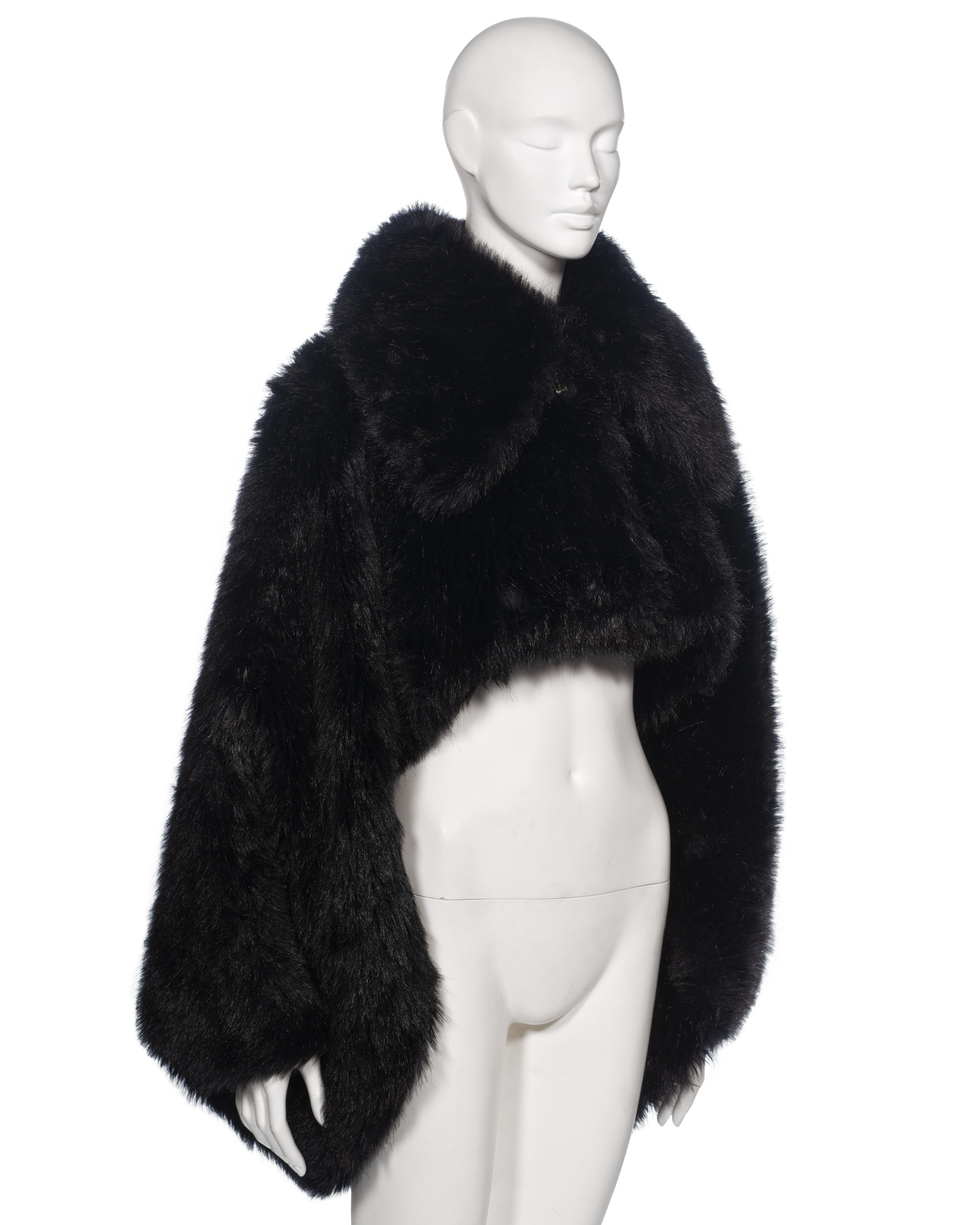 Vivienne Westwood Black Faux Fur Oversized Cropped Jacket, fw 1993 For Sale 2
