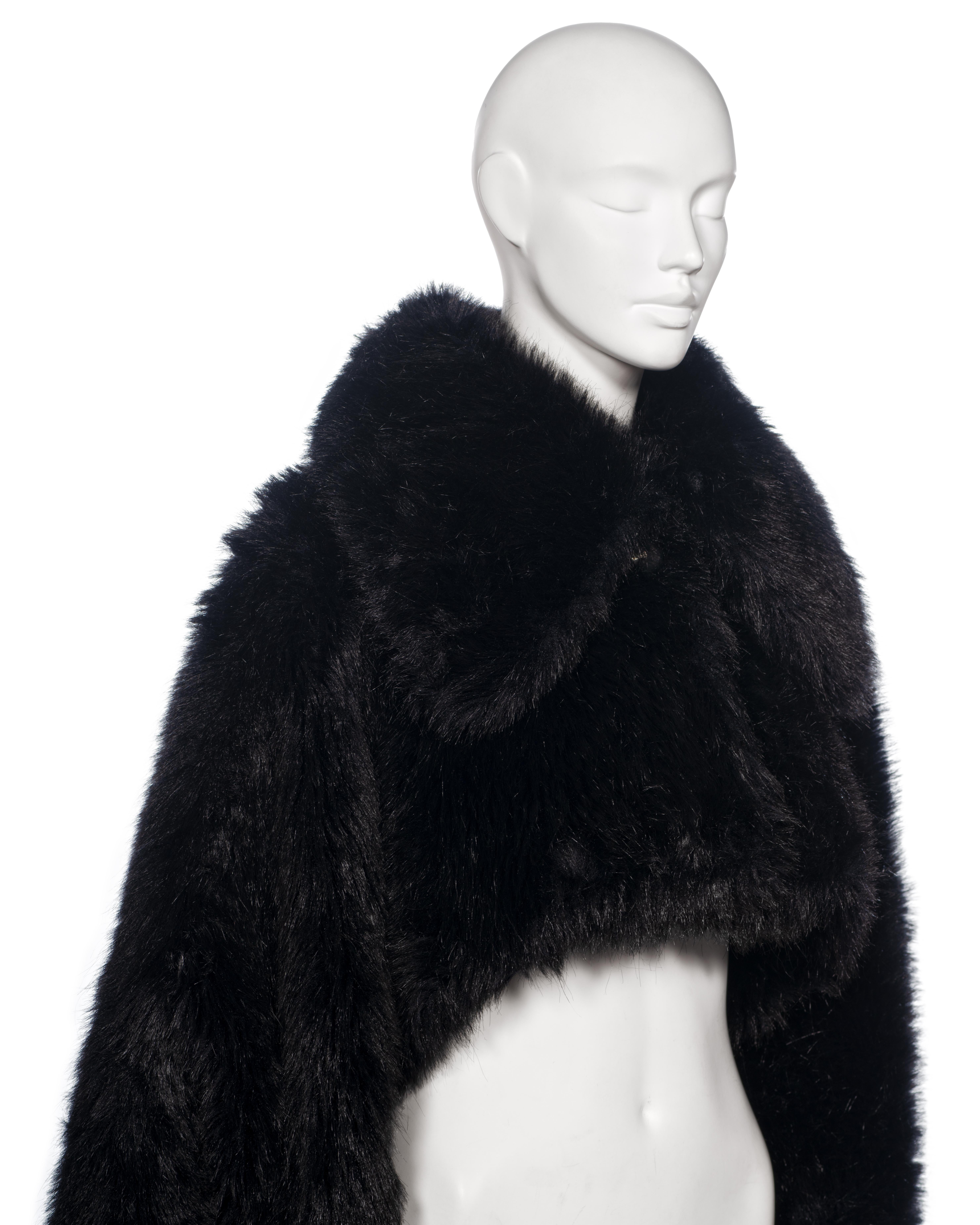Vivienne Westwood Black Faux Fur Oversized Cropped Jacket, fw 1993 For Sale 3