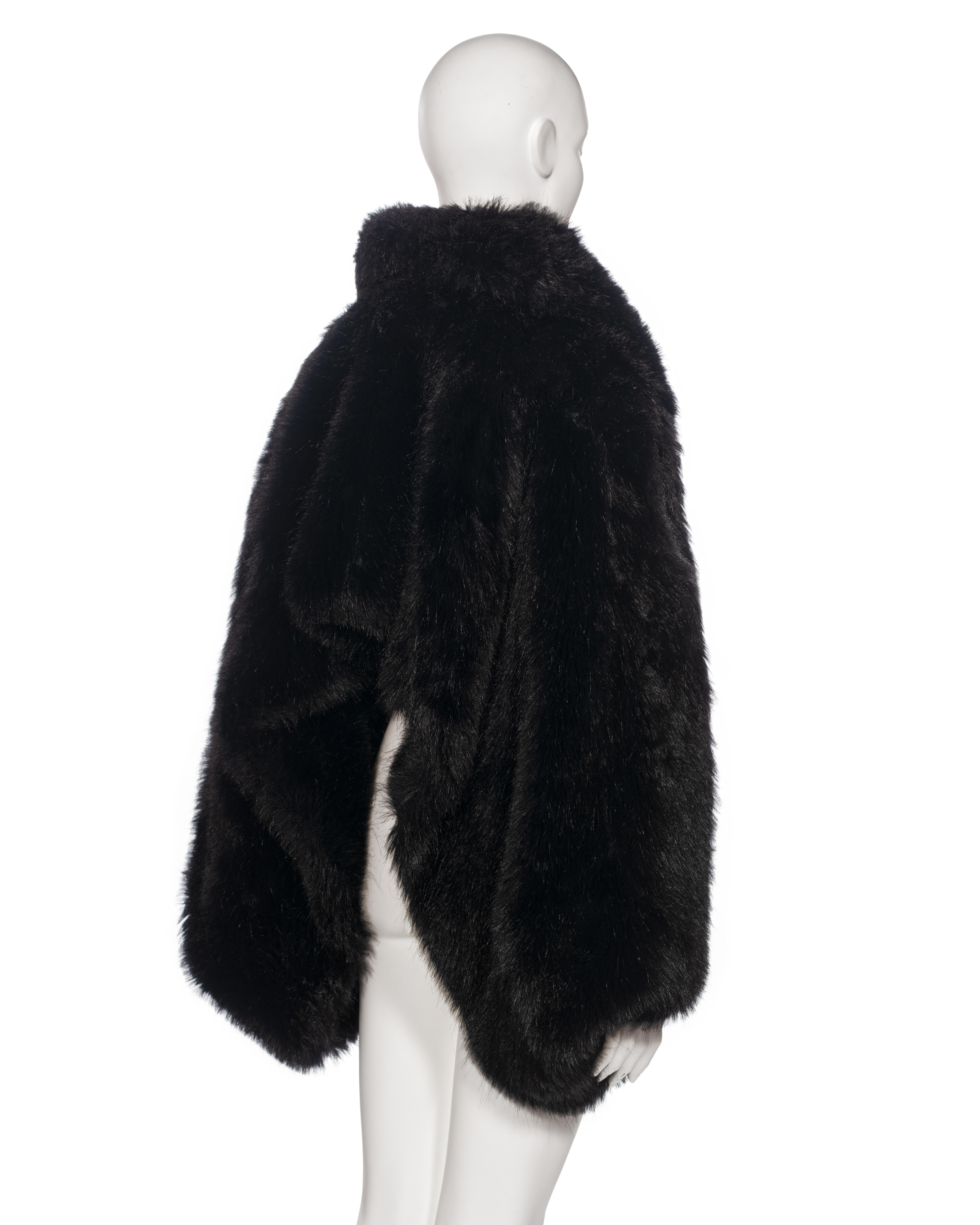 Vivienne Westwood Black Faux Fur Oversized Cropped Jacket, fw 1993 For Sale 5