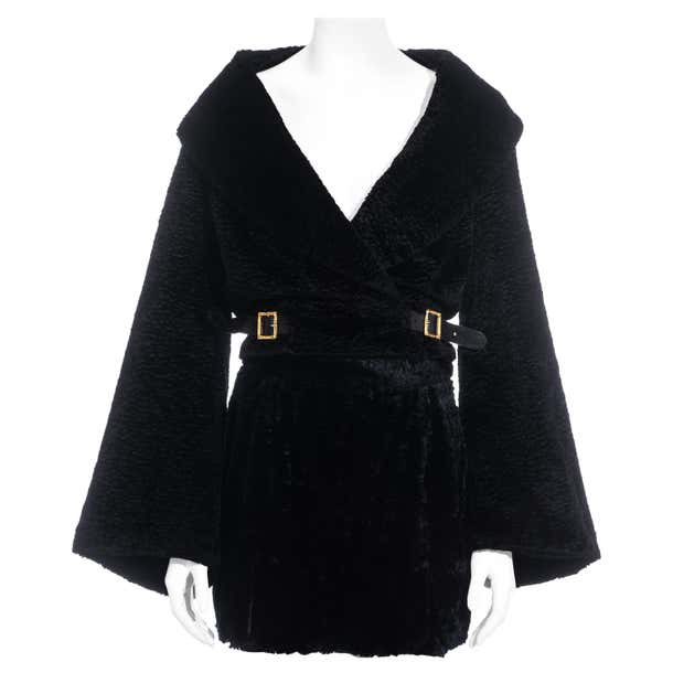 Vivienne Westwood black faux fur wrap jacket and mini skirt suit, fw ...