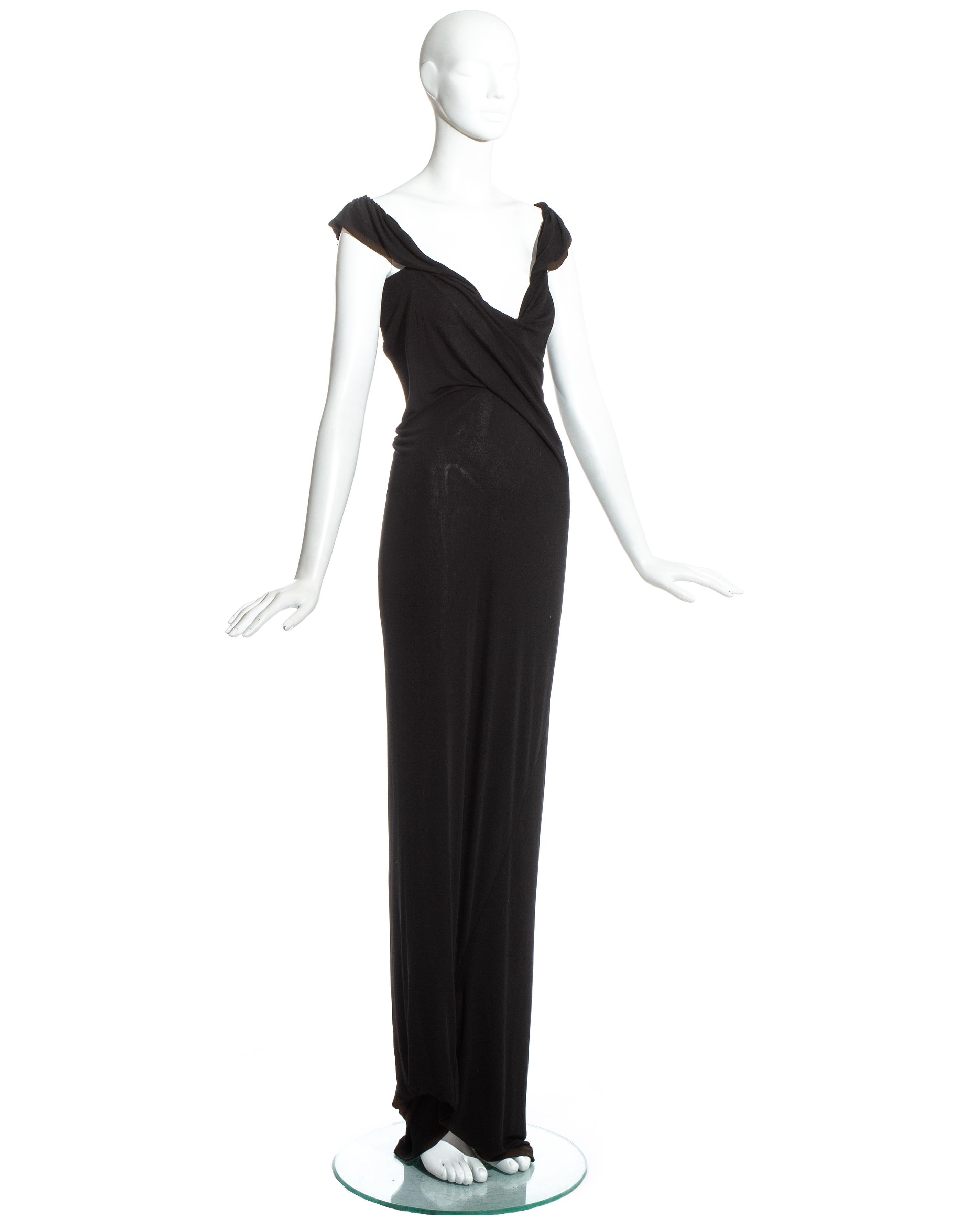 Vivienne Westwood black jersey draped maxi shoulder, ss 1997 In Excellent Condition In London, GB