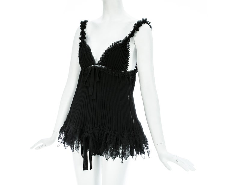 Vivienne Westwood black knitted lurex knickers and babydoll vest set, S ...