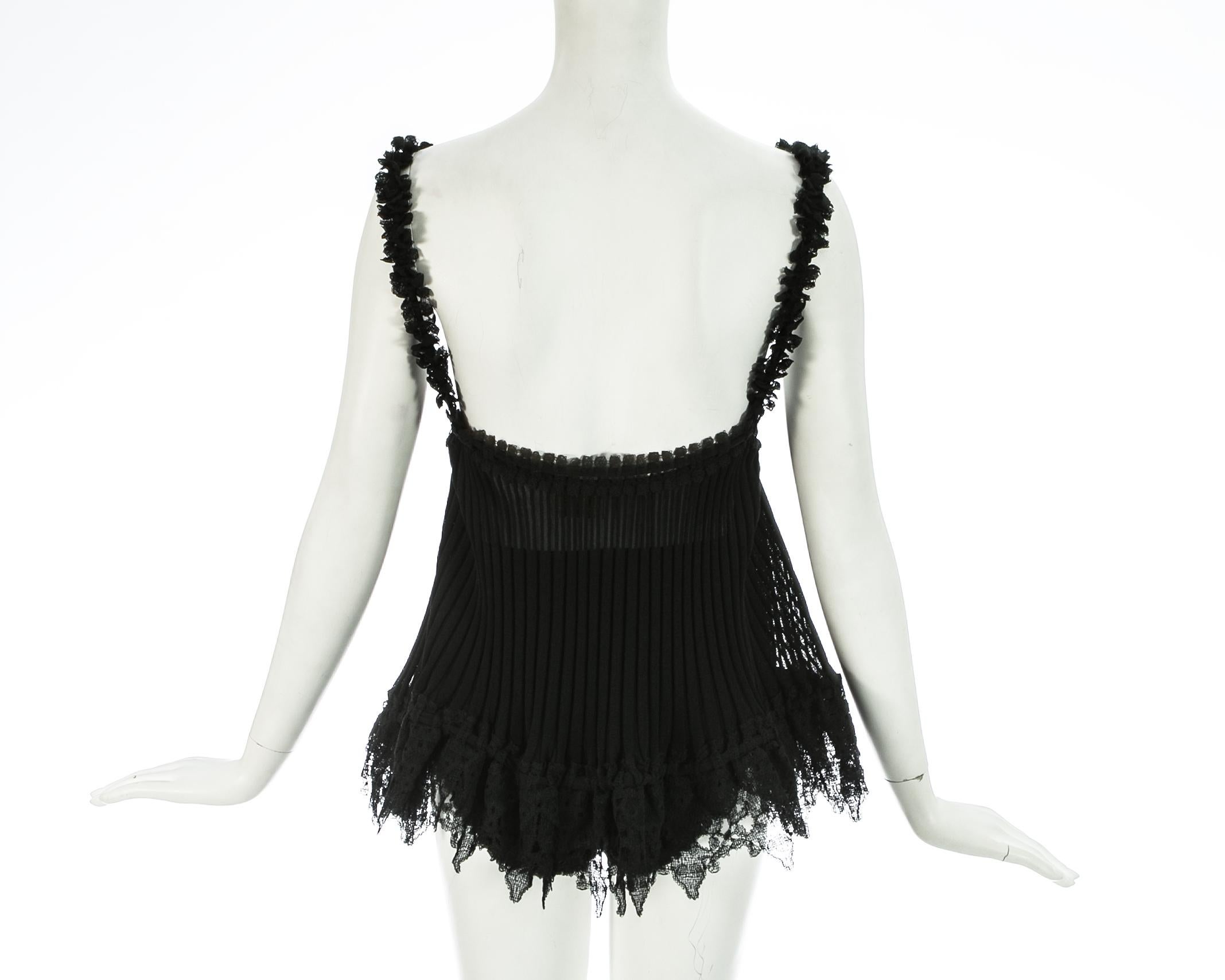 Women's Vivienne Westwood black knitted lurex knickers and babydoll vest set, S/S 1994