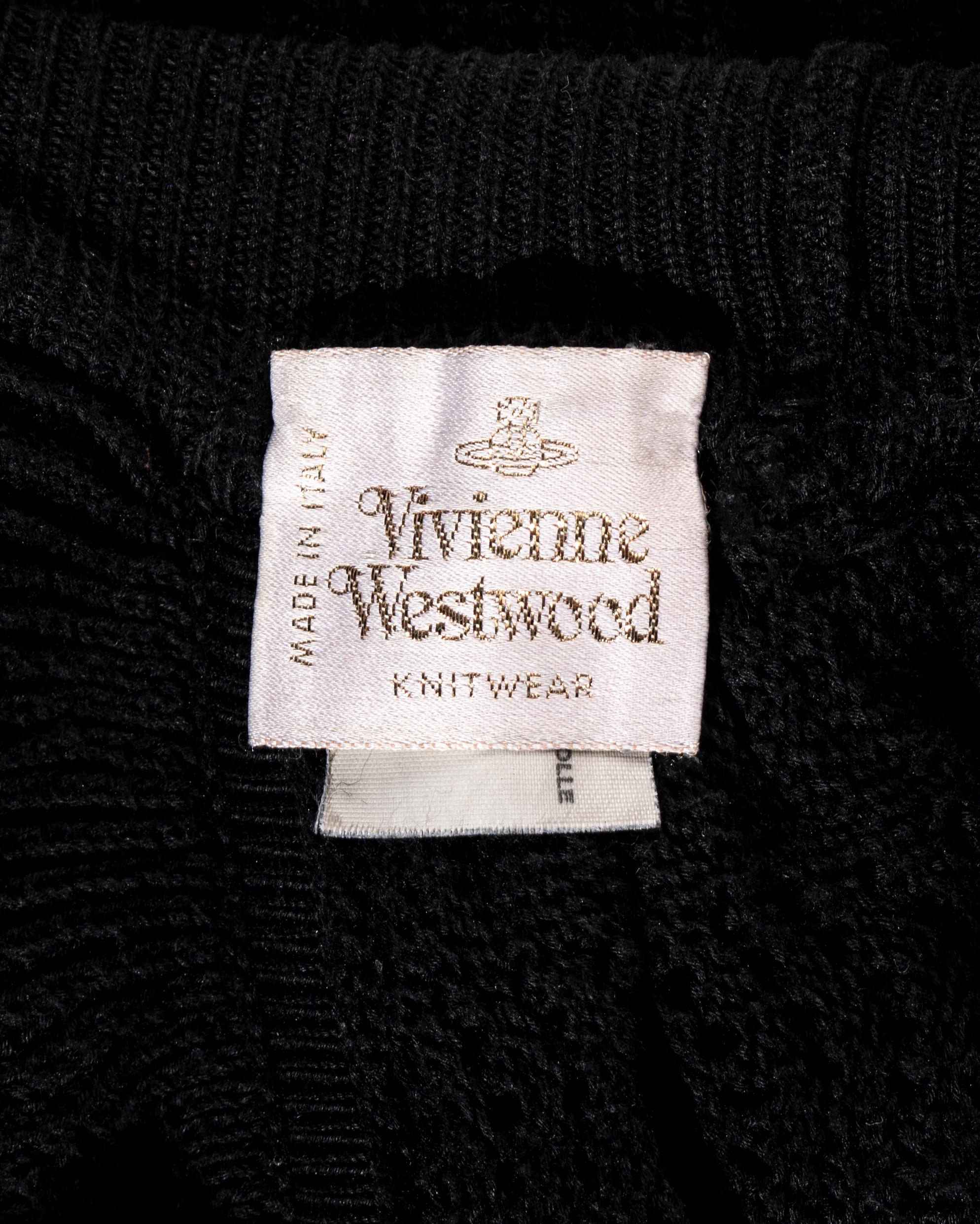 Vivienne Westwood black knitted sweater top, skirt and socks set, fw 1994 For Sale 1