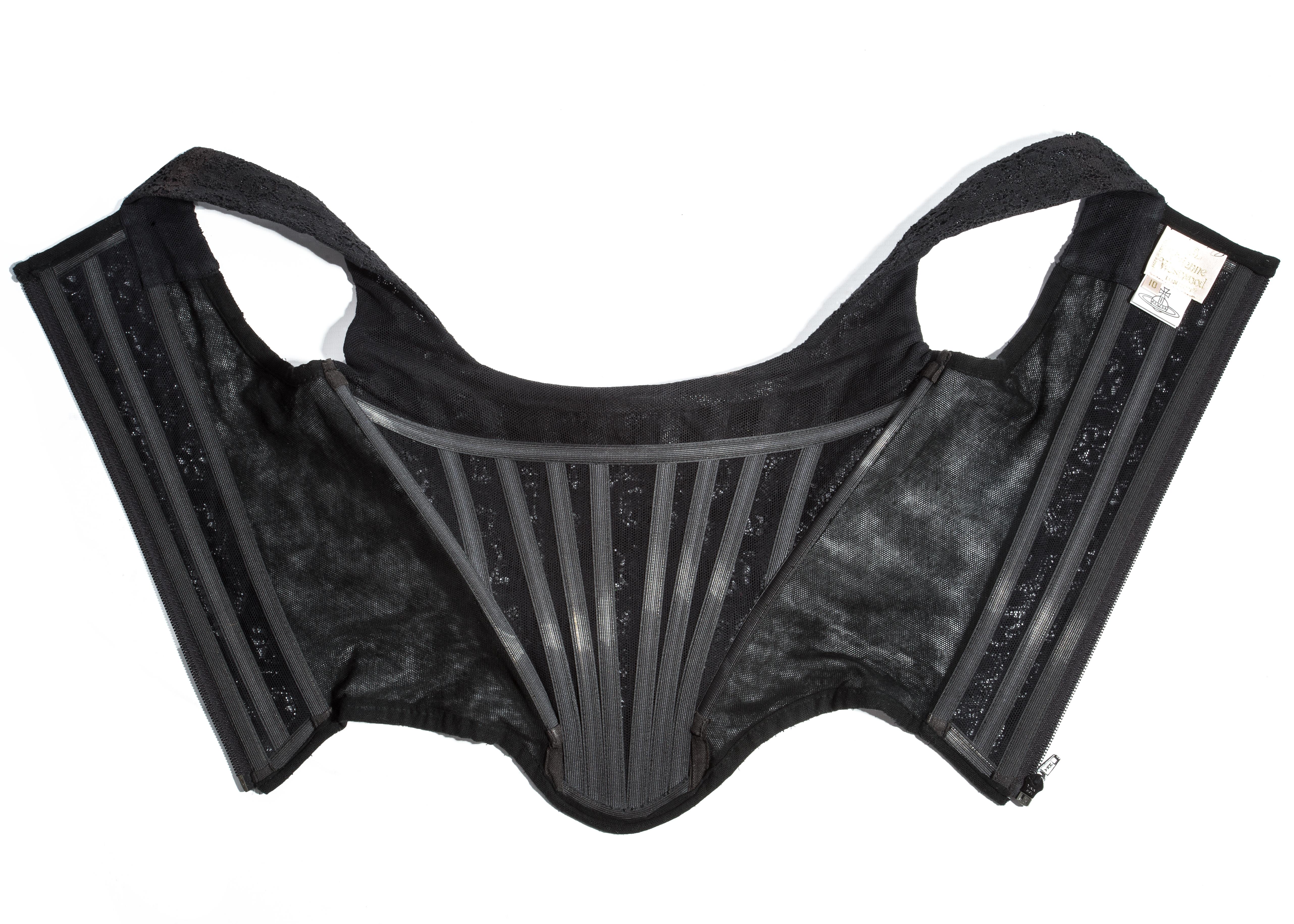 Black Vivienne Westwood black lace and mesh corset, fw 1994