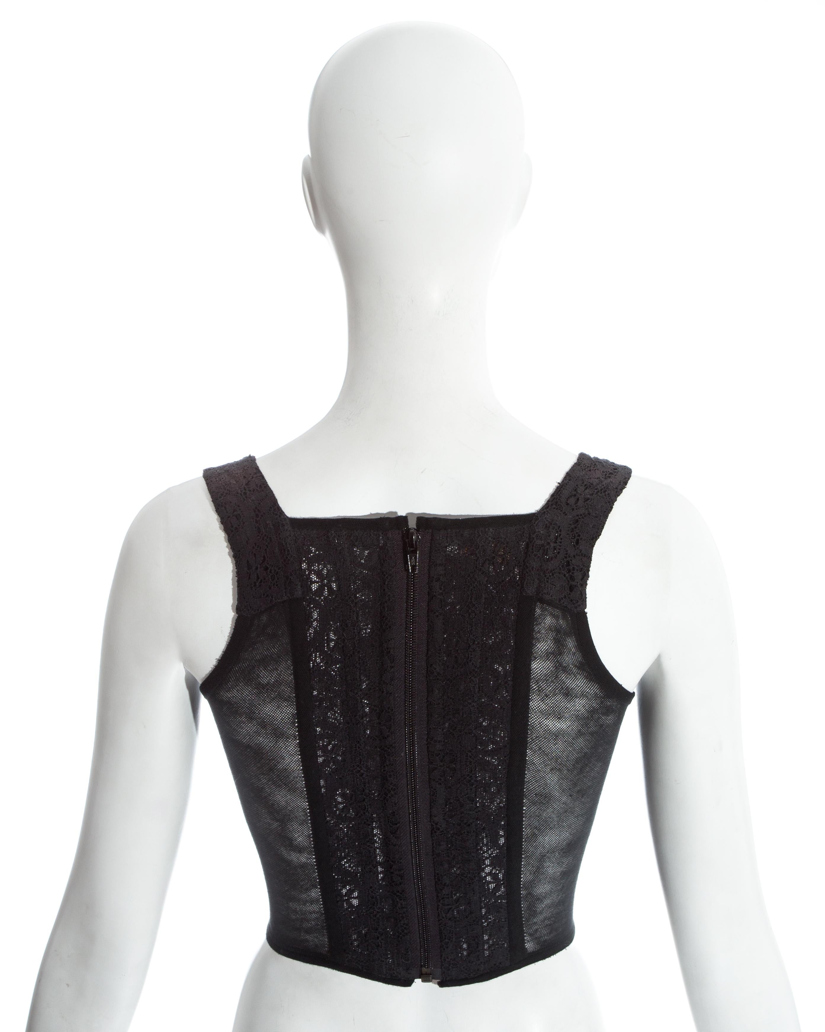 Women's Vivienne Westwood black lace and mesh corset, fw 1994 For Sale