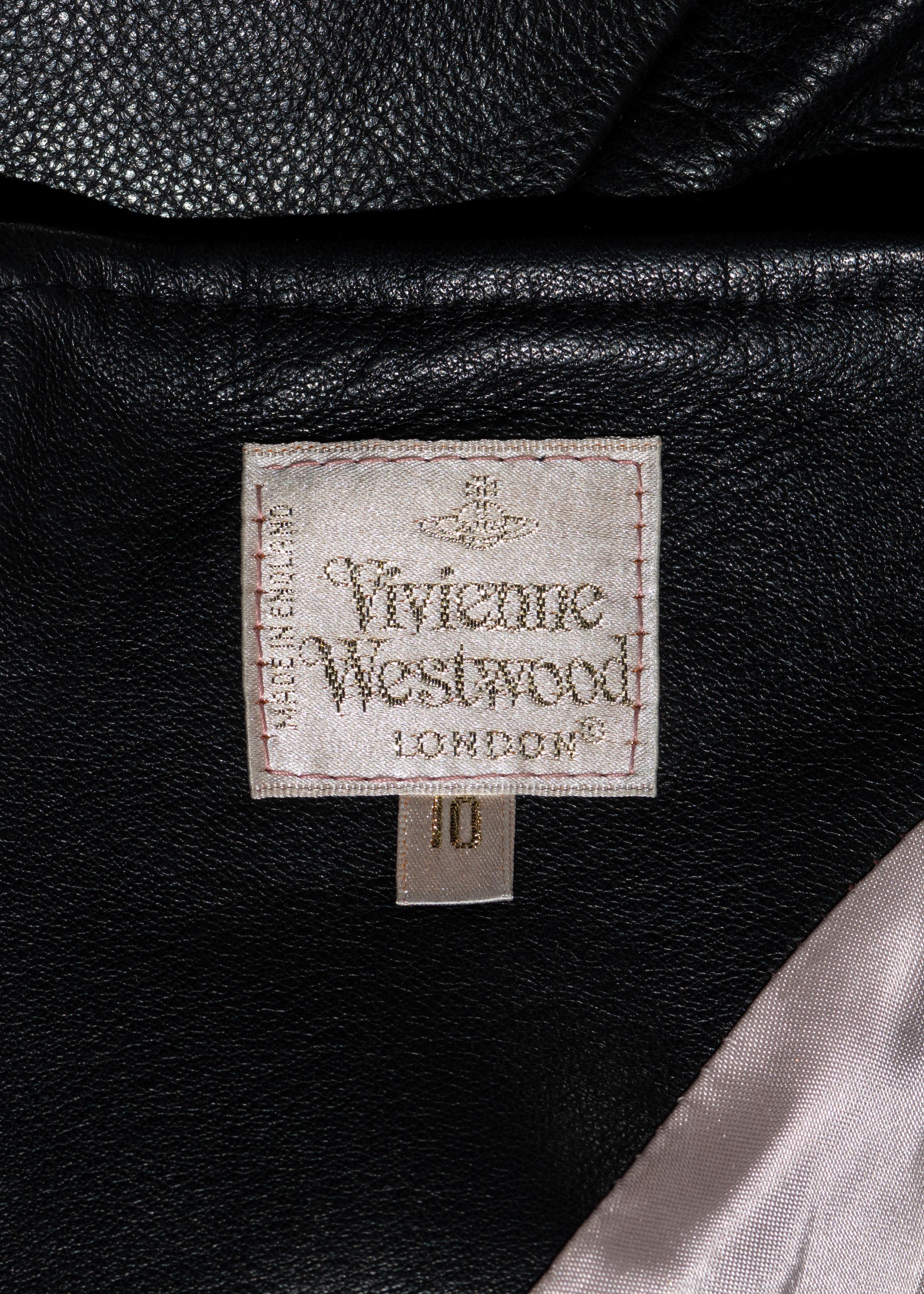 Vivienne Westwood black leather corseted pants with crotch zipper, fw ...