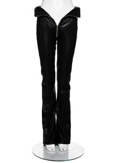 Vivienne Westwood black leather corseted pants with crotch zipper, fw 1997