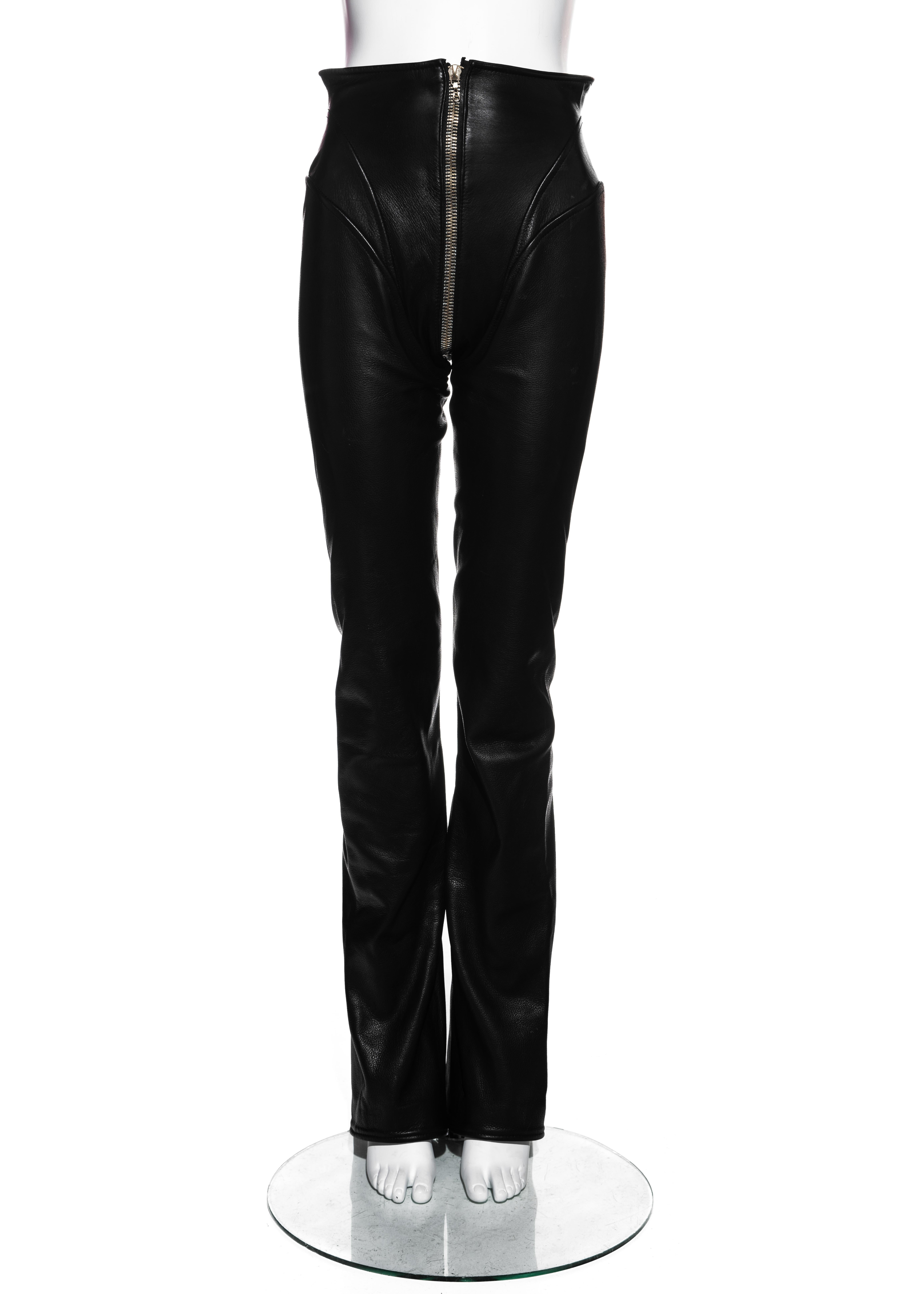 Vivienne Westwood Schwarze Lederkorsett-Hose mit Reißverschluss im Schritt, fw 1997 Damen im Angebot