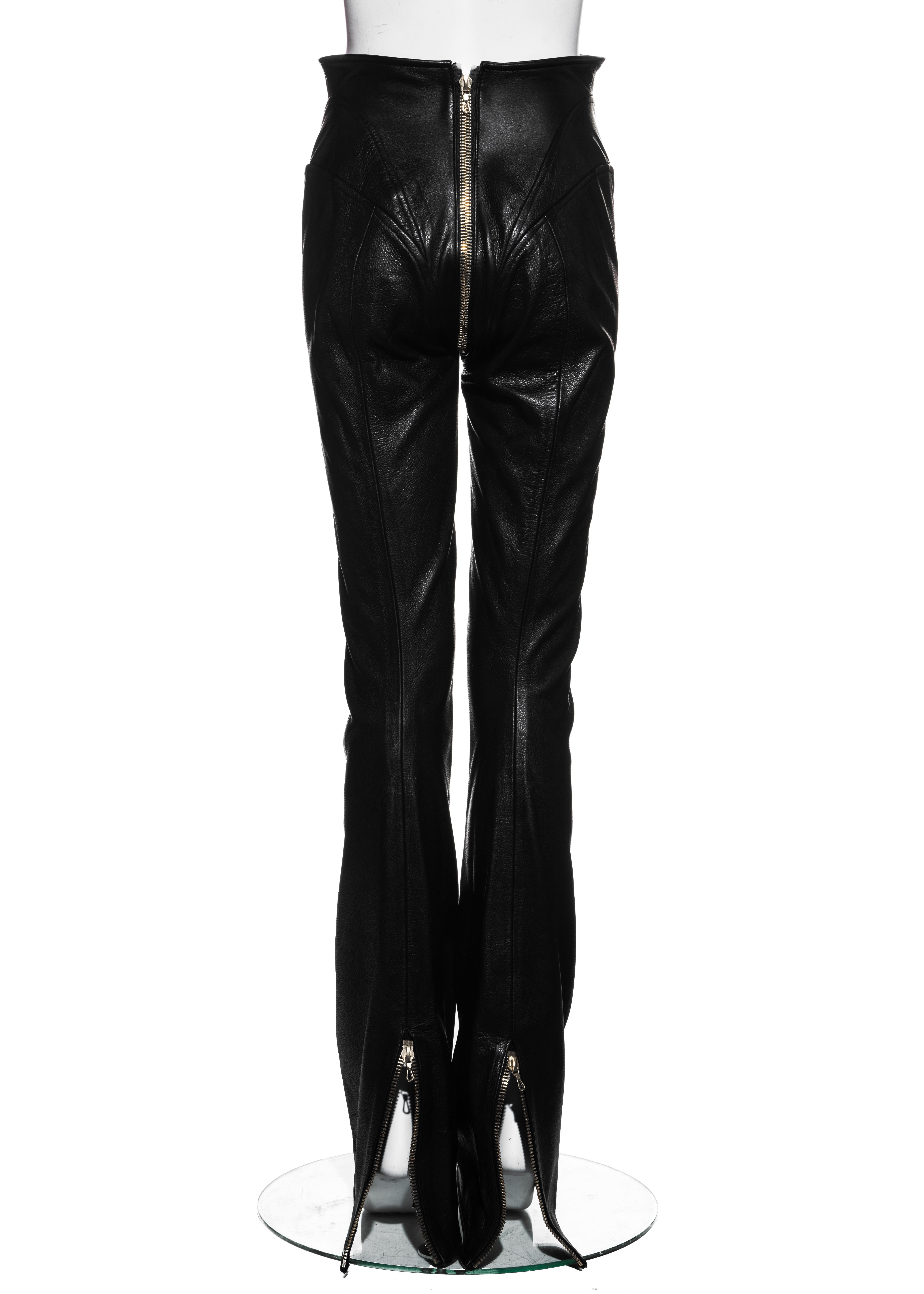 Vivienne Westwood black leather corseted pants with crotch zipper, fw 1997 For Sale 1