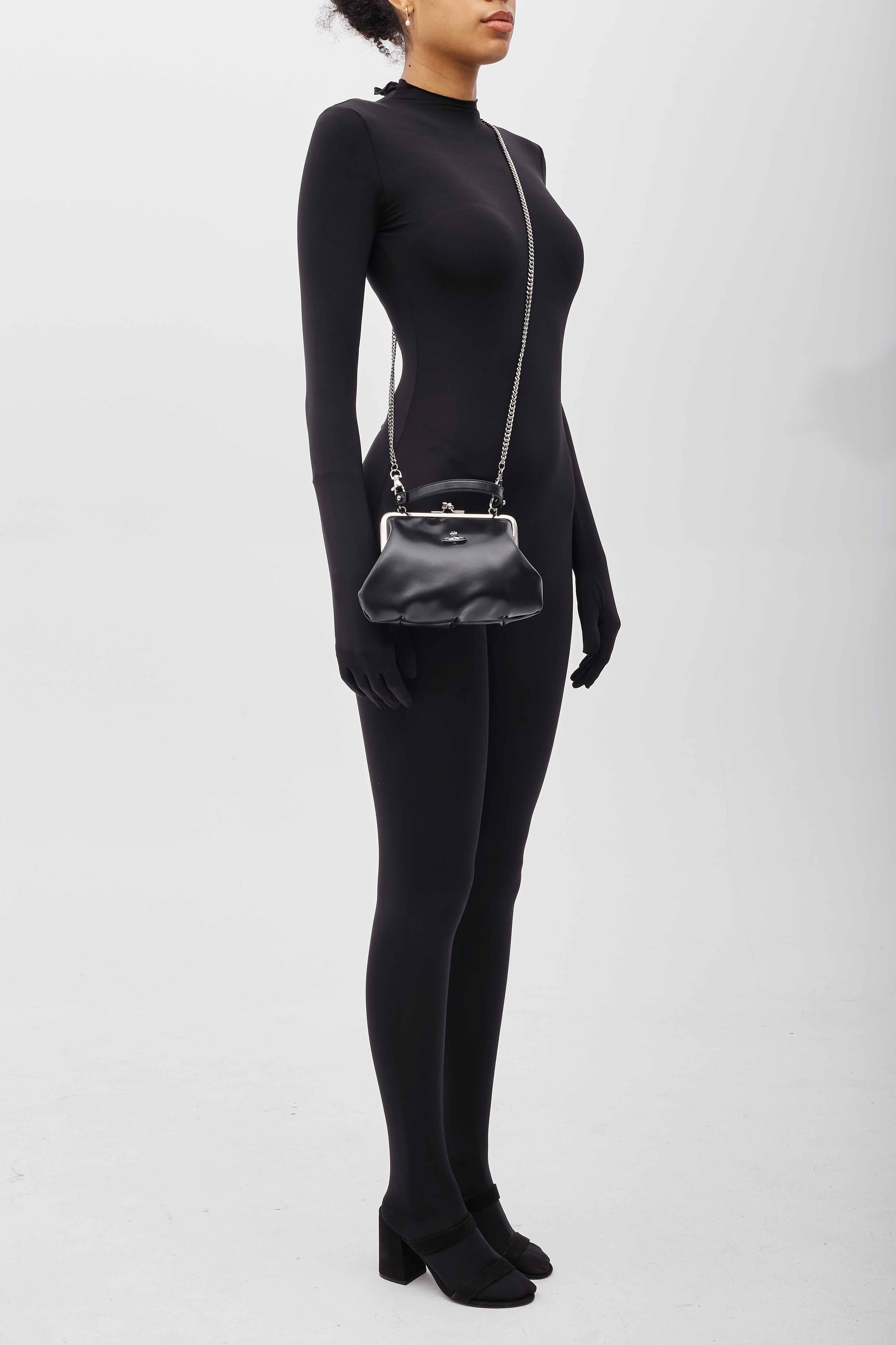 Vivienne Westwood Black Leather Granny Frame Bag For Sale 3