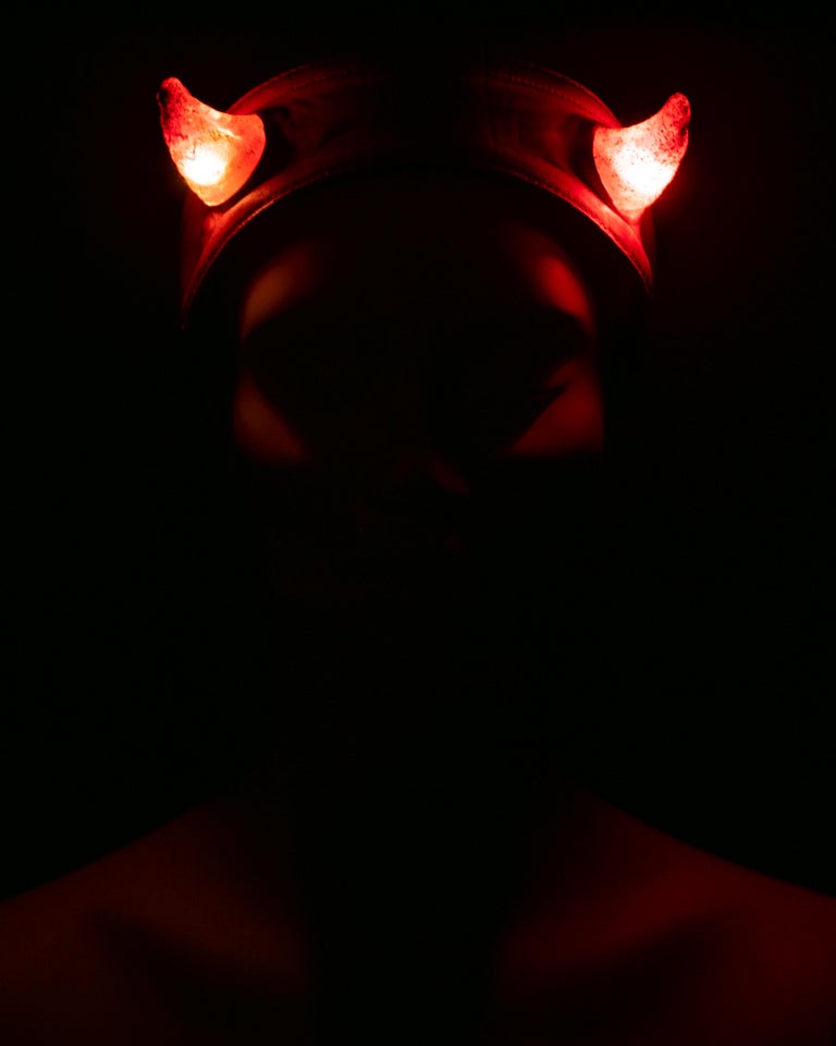 Vivienne Westwood Black Leather Headband with Light Up Satyr Horns