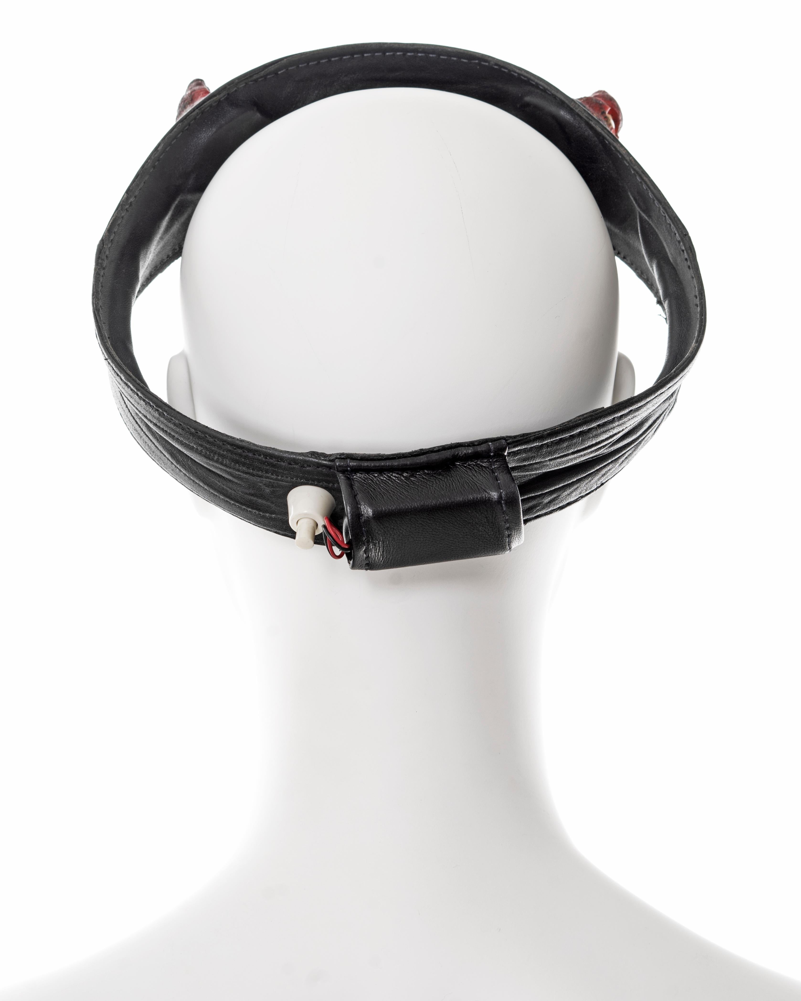 Vivienne Westwood black leather headband with light up Satyr horns, ss 1988 For Sale 1