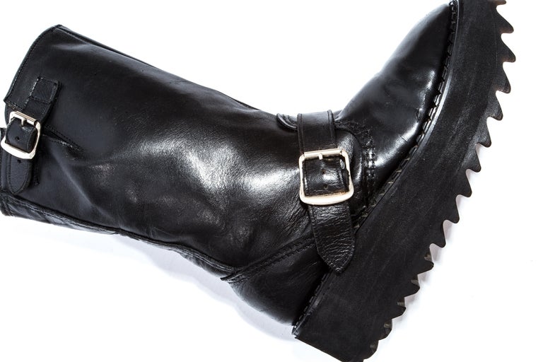 Vivienne Westwood black leather platform buckle boots. UK 4

Salon, Spring-Summer 1992