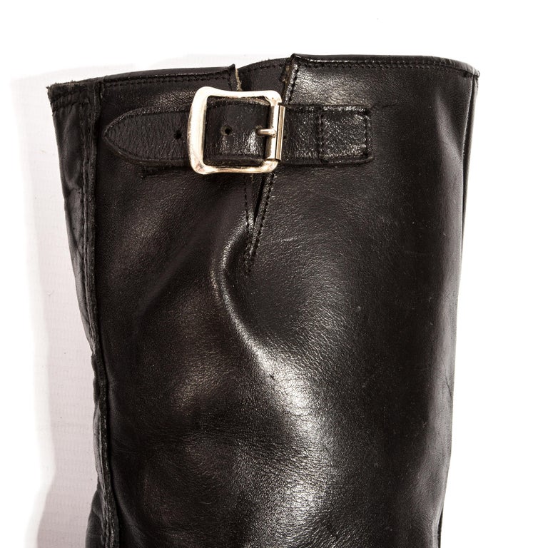 Women's Vivienne Westwood black leather platform buckle boots, ss 1992 For Sale