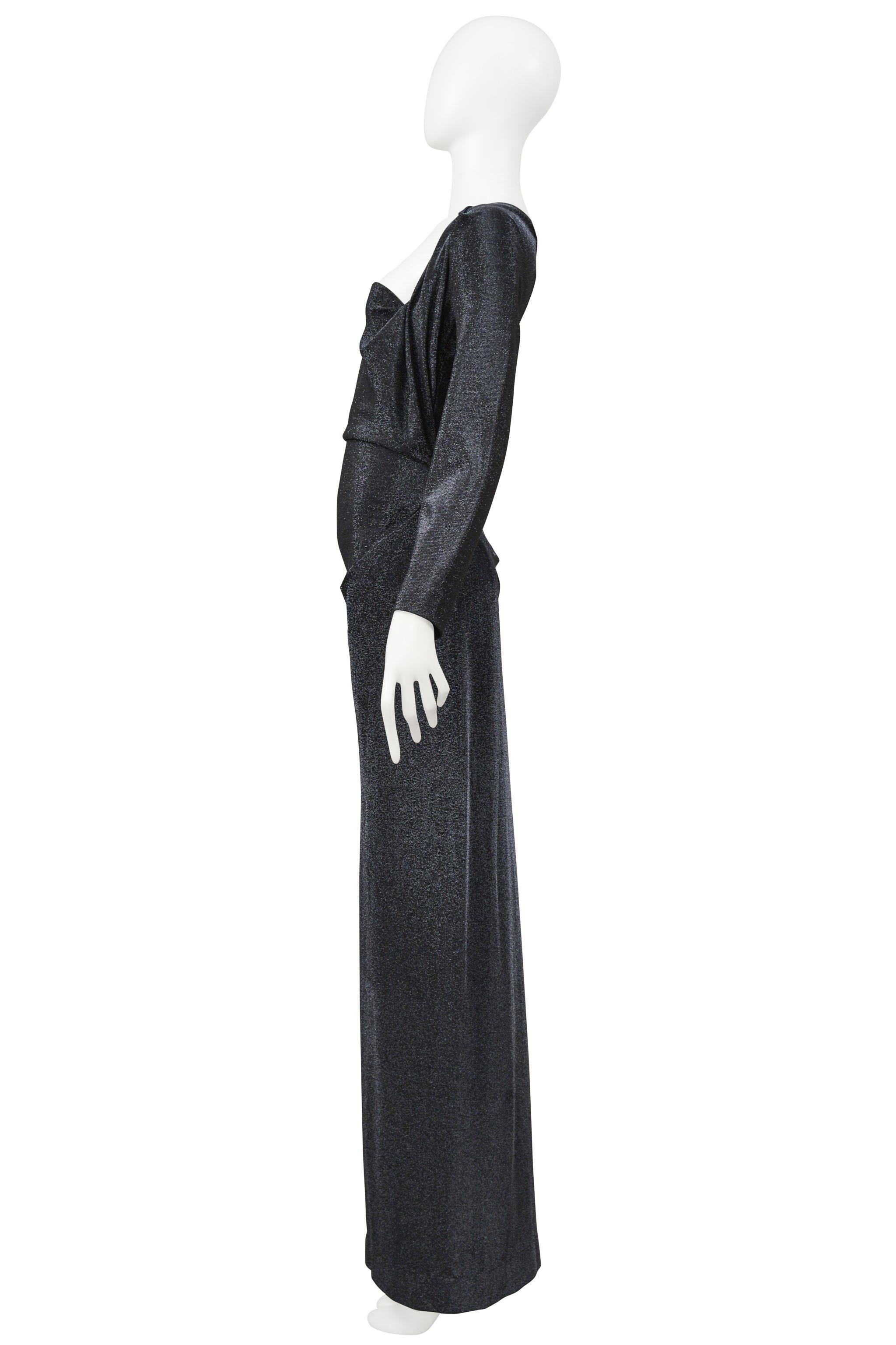 Vivienne Westwood Black Metallic Lurex Evening Gown with Draping For Sale 1