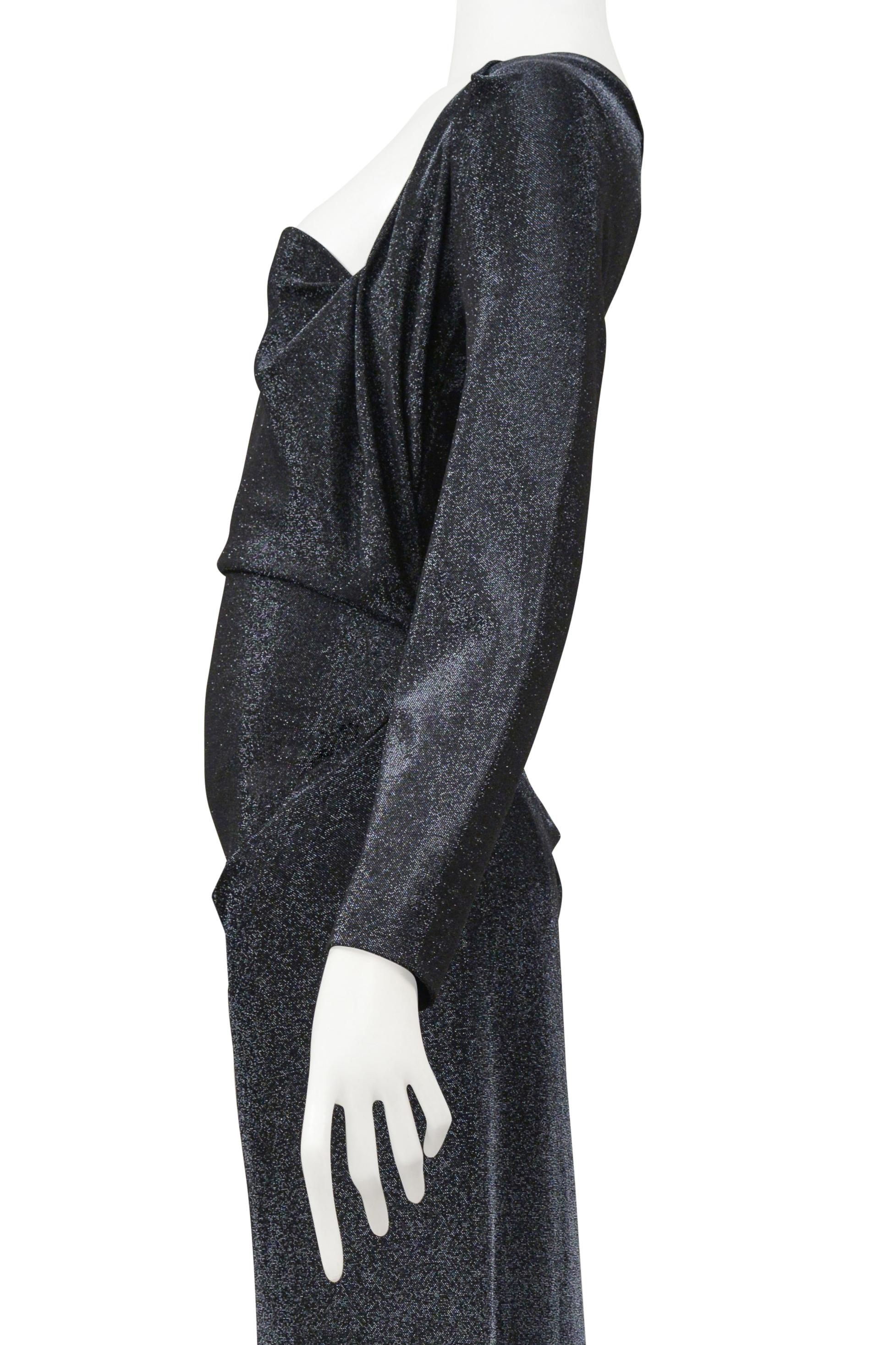 Vivienne Westwood Black Metallic Lurex Evening Gown with Draping For Sale 2