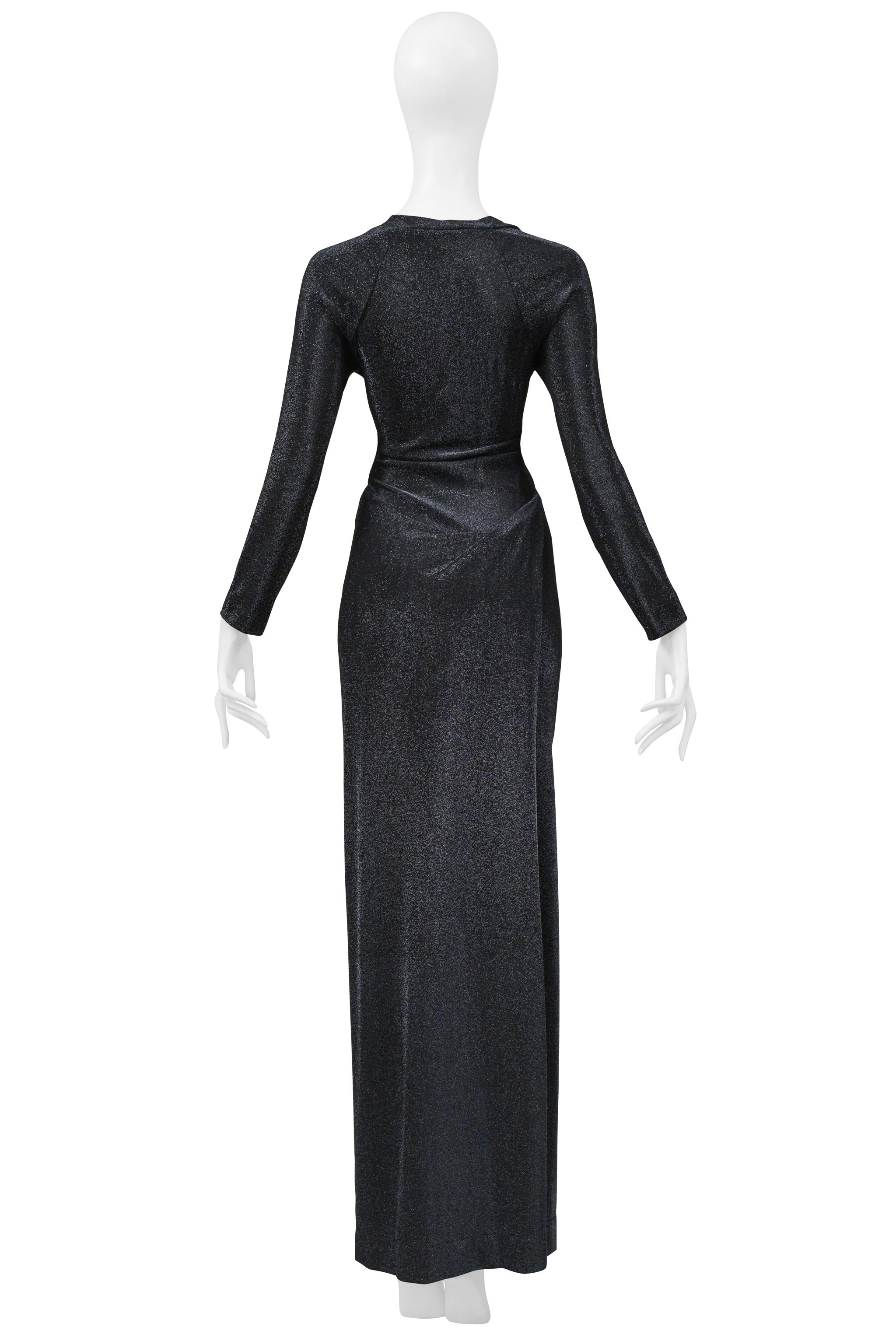 Vivienne Westwood Black Metallic Lurex Evening Gown with Draping For Sale 3