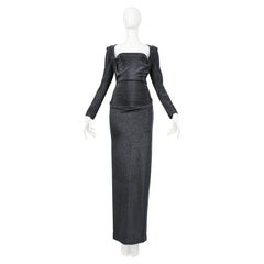 Vivienne Westwood Black Metallic Lurex Evening Gown with Draping