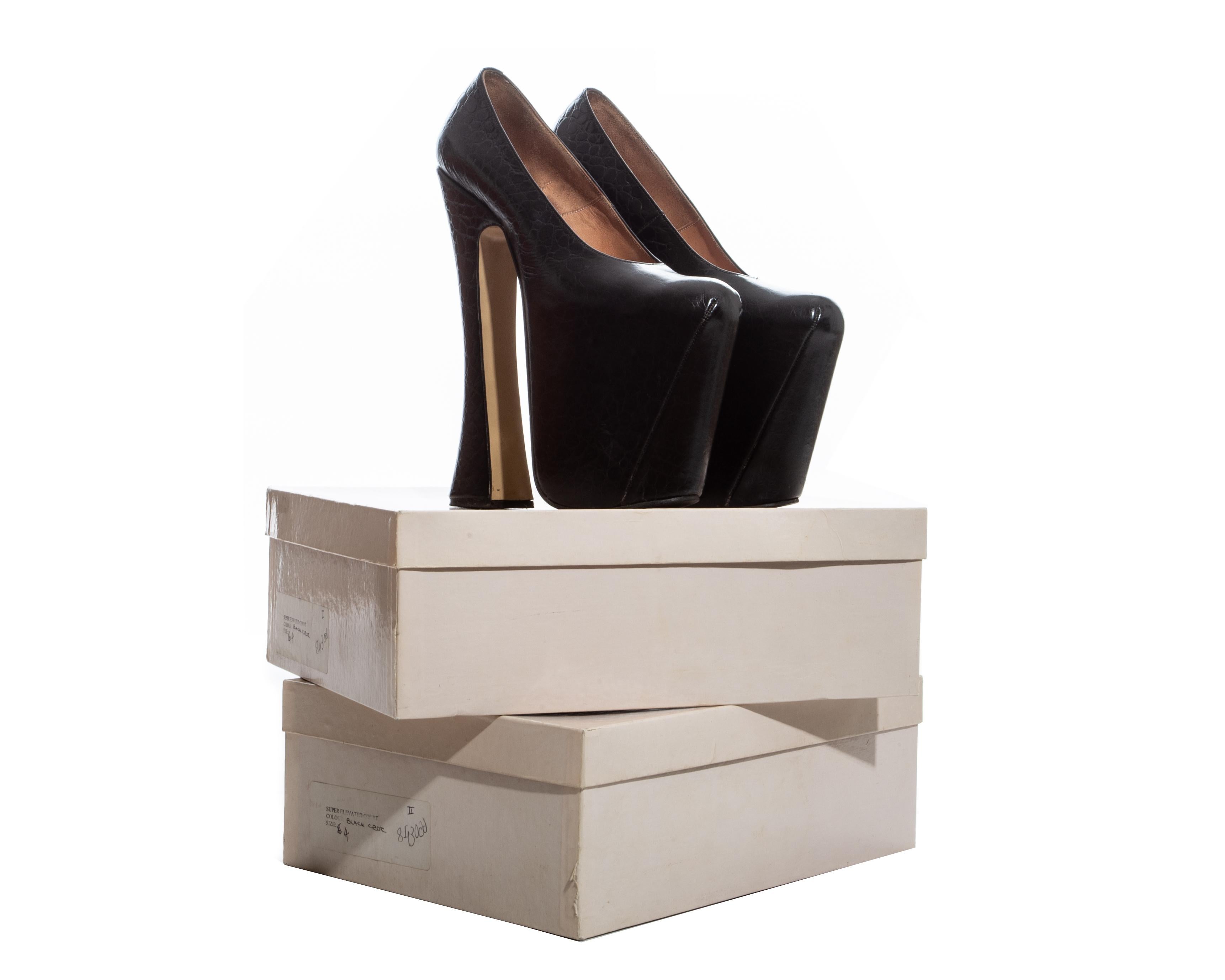 Women's or Men's Vivienne Westwood black mock crock super elevated court shoe, fw 1993 