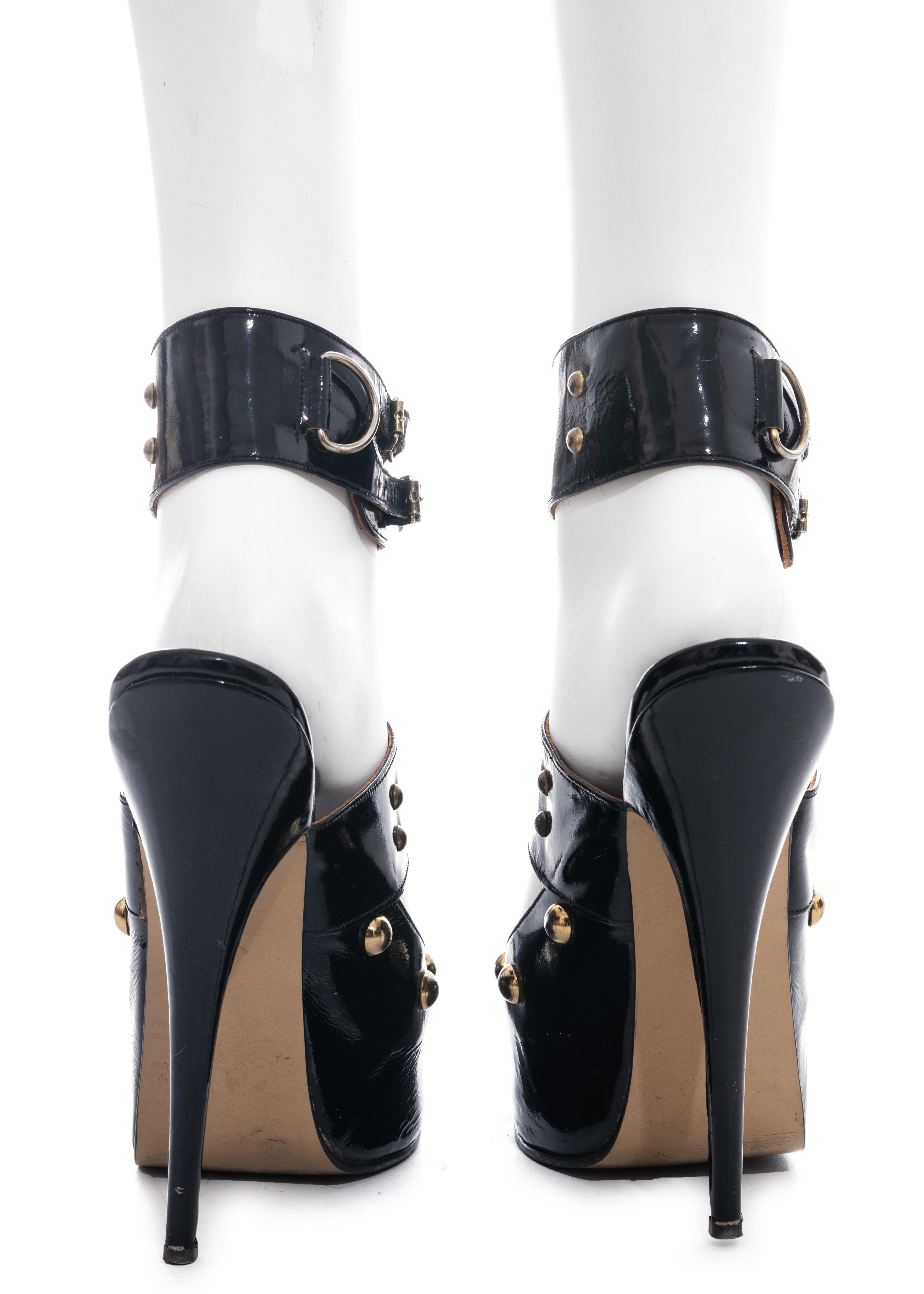 Black Vivienne Westwood black patent leather studded platform sandals, fw 1994